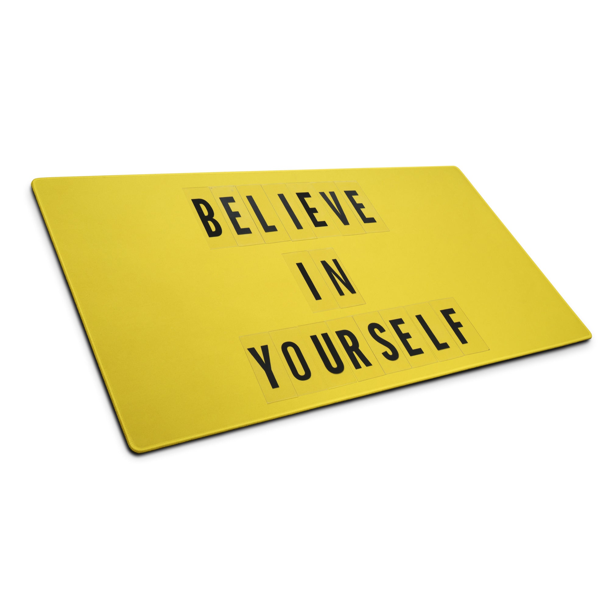 Motivational Yellow Mouse Pad For Desk Home Office Modern Typography Believe In Yourself