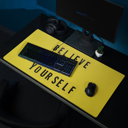 Motivational Yellow Mouse Pad For Desk Home Office Modern Typography Believe In Yourself