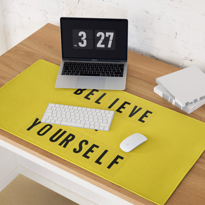 Motivational Yellow Mouse Pad For Desk Home Office Modern Typography Believe In Yourself