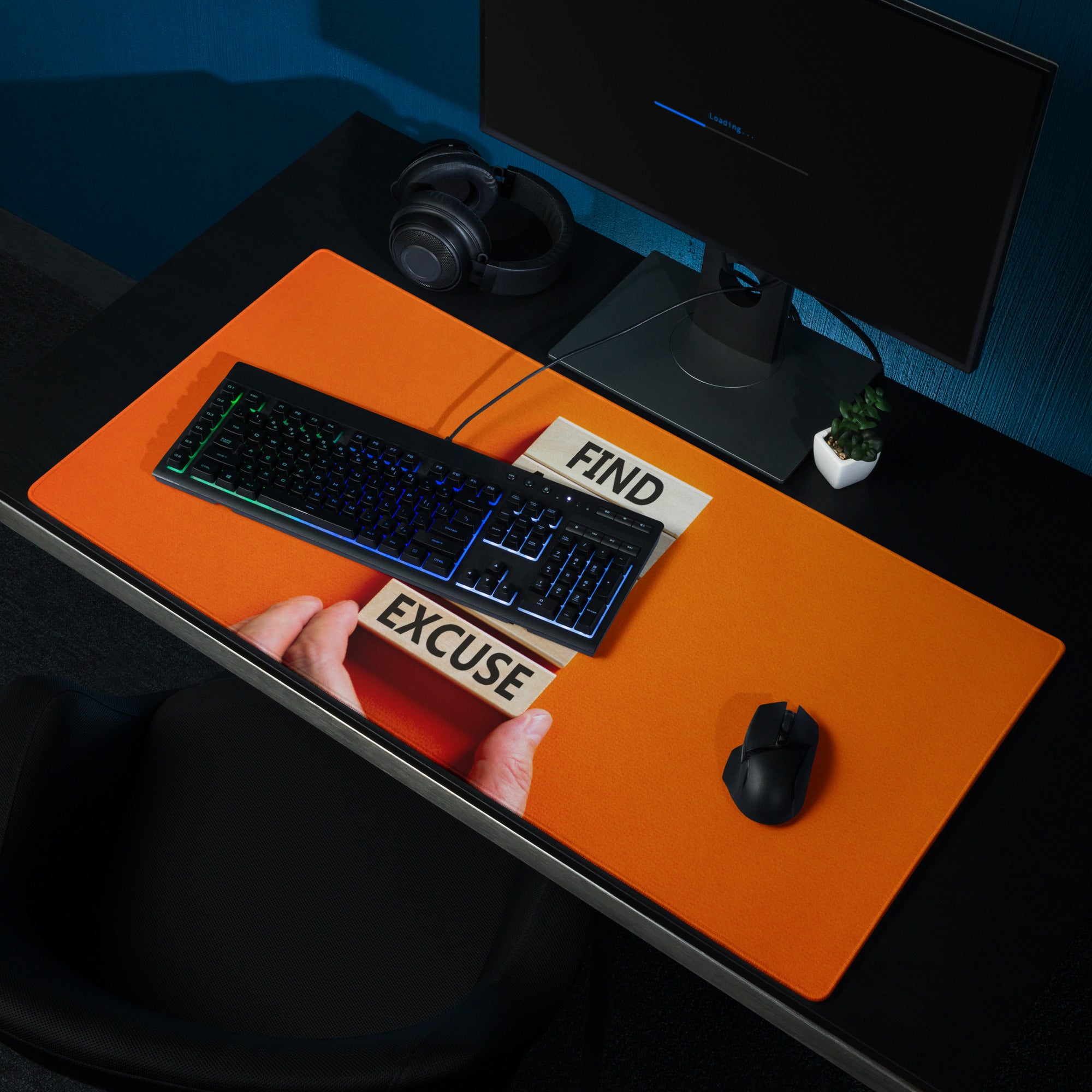 Orange Motivational Mouse Pad Gaming Desk Bold Modern Minimal Style Energetic Typography Desk Decor