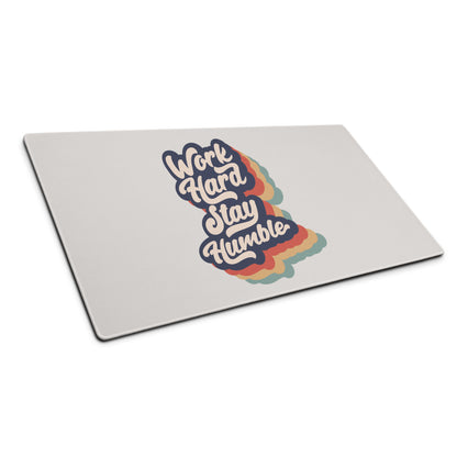 Motivational Rainbow Mouse Pad For Desk And Gaming Setup With Work Hard Stay Humble Retro Pop Art Style