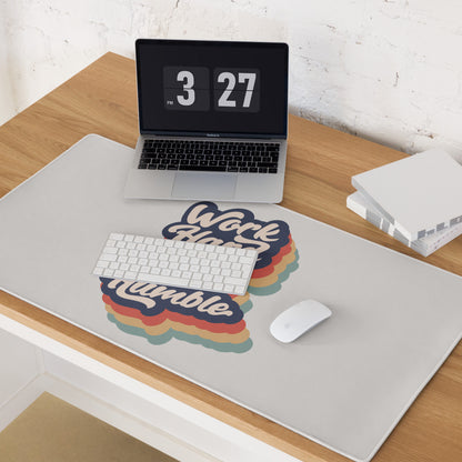 Motivational Rainbow Mouse Pad For Desk And Gaming Setup With Work Hard Stay Humble Retro Pop Art Style