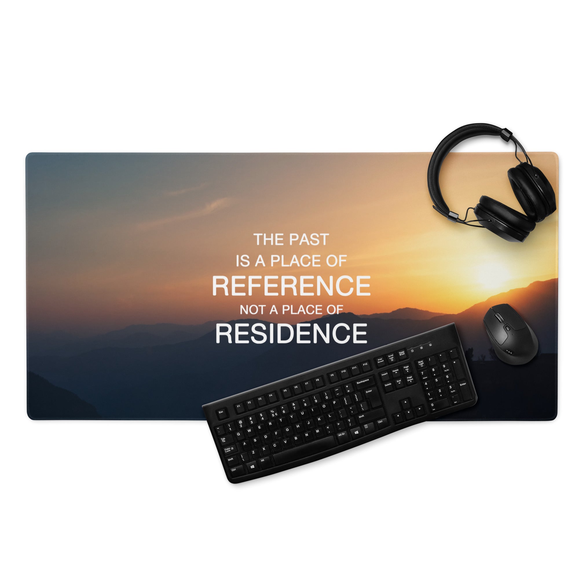 Sunset Gradient Mouse Pad For Desk Setup With Blue Orange Tones In Modern Minimalist Style Motivational Quote Print