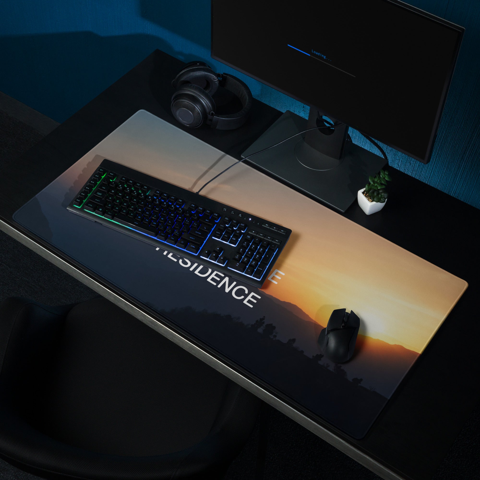 Sunset Gradient Mouse Pad For Desk Setup With Blue Orange Tones In Modern Minimalist Style Motivational Quote Print