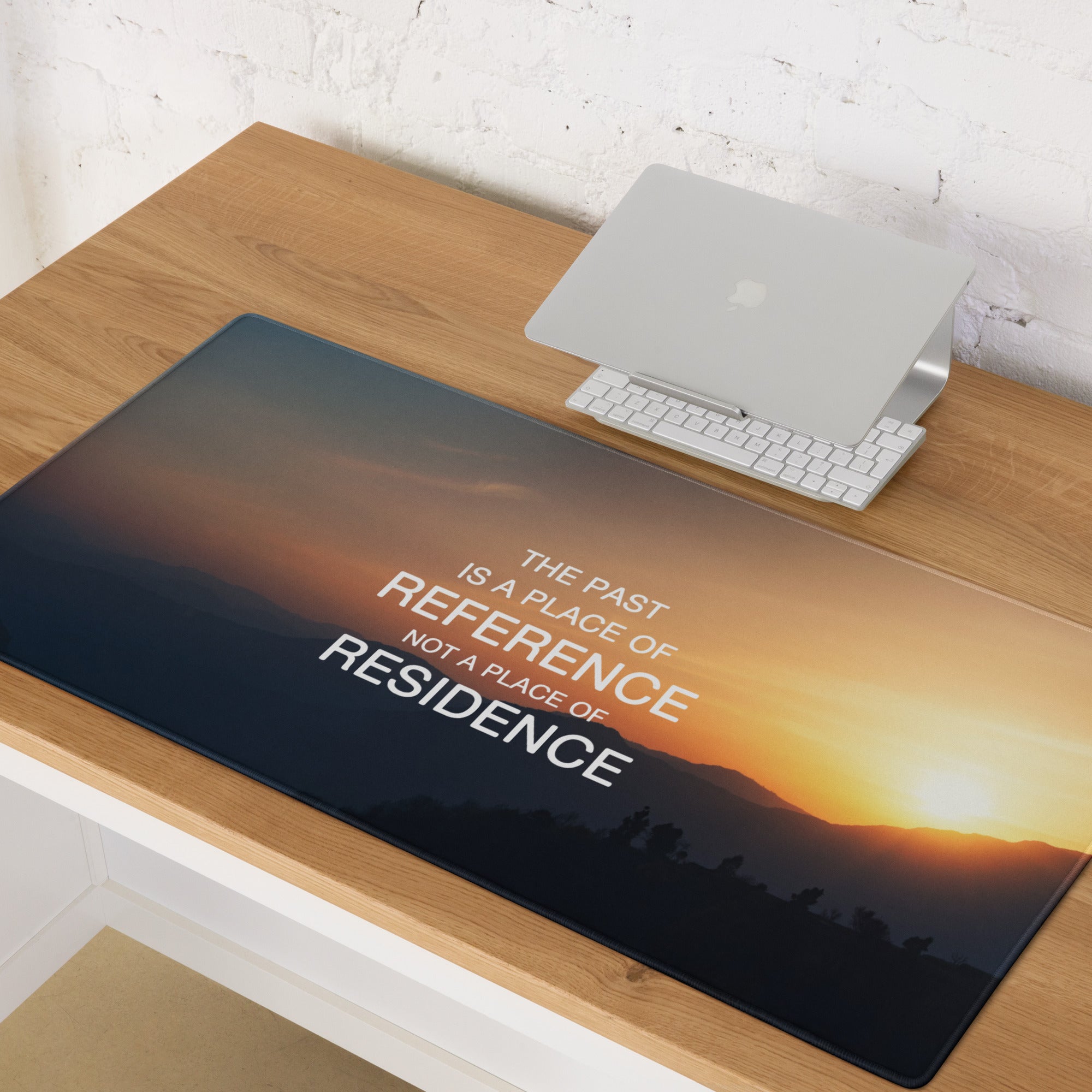 Sunset Gradient Mouse Pad For Desk Setup With Blue Orange Tones In Modern Minimalist Style Motivational Quote Print