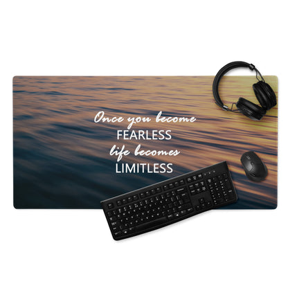 Motivational Mouse Pad Blue Orange Sunset Desk Accessory for Office Modern Typographic Quote Artwork