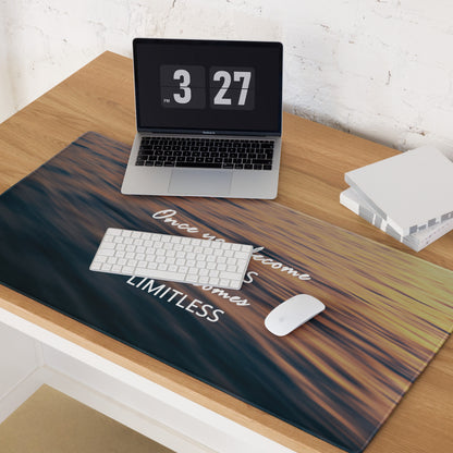 Motivational Mouse Pad Blue Orange Sunset Desk Accessory for Office Modern Typographic Quote Artwork