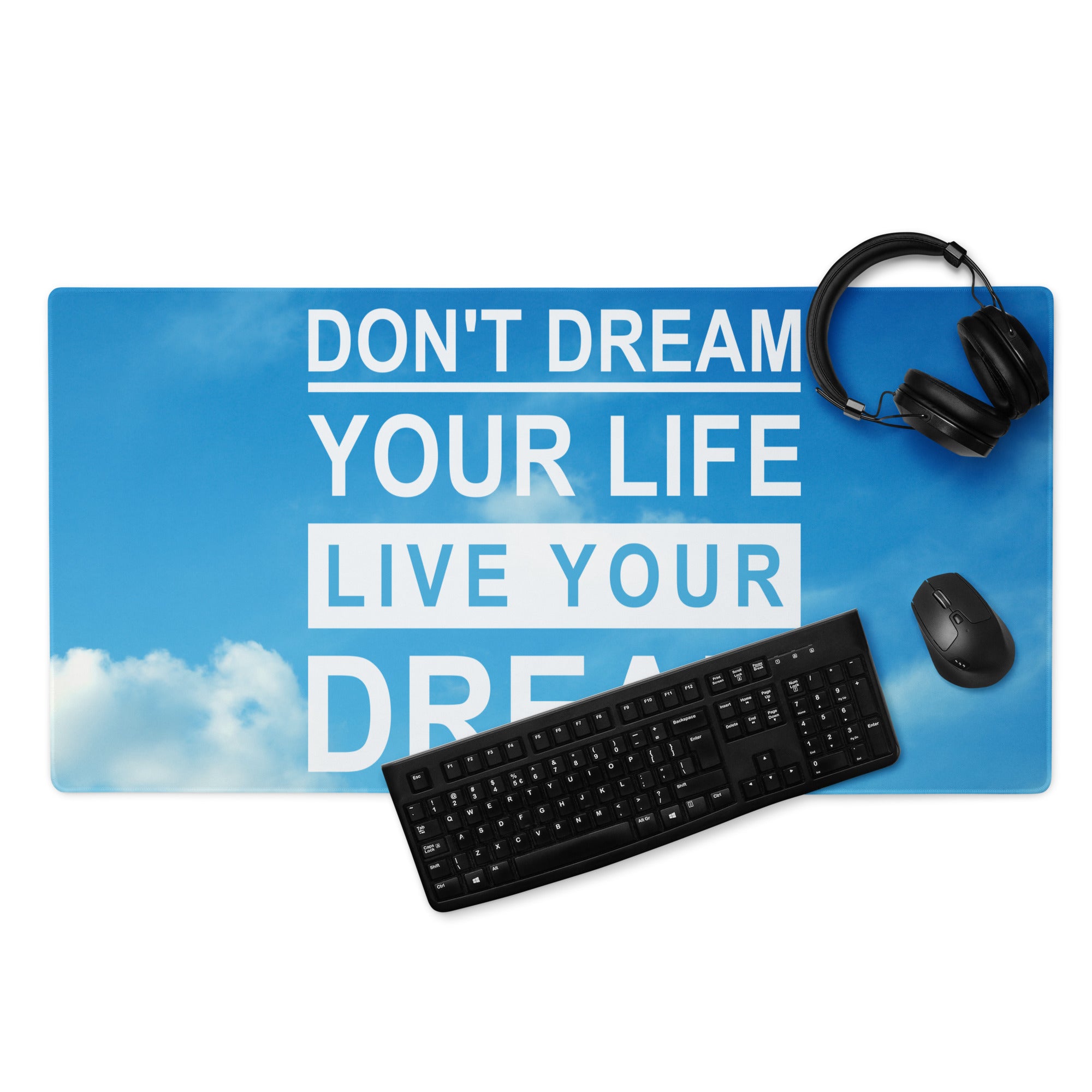 Blue Motivational Quote Mouse Pad For Gaming Desk Non Slip Large Size Mat Inspiring Mood Modern Typography Desk Decor Office Gift