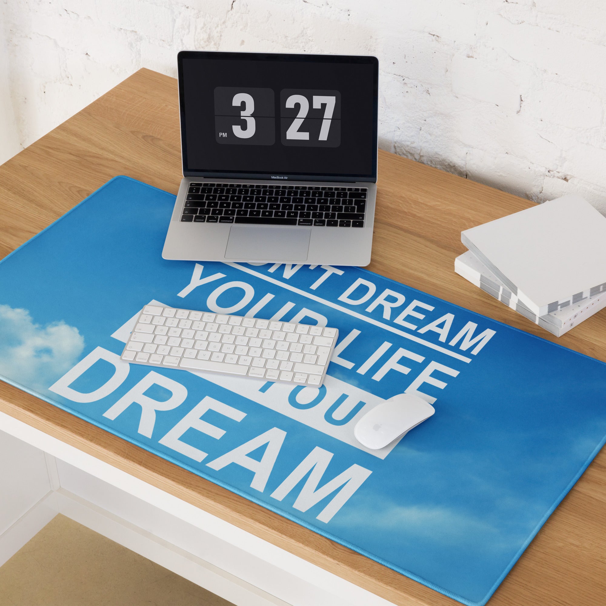 Blue Motivational Quote Mouse Pad For Gaming Desk Non Slip Large Size Mat Inspiring Mood Modern Typography Desk Decor Office Gift