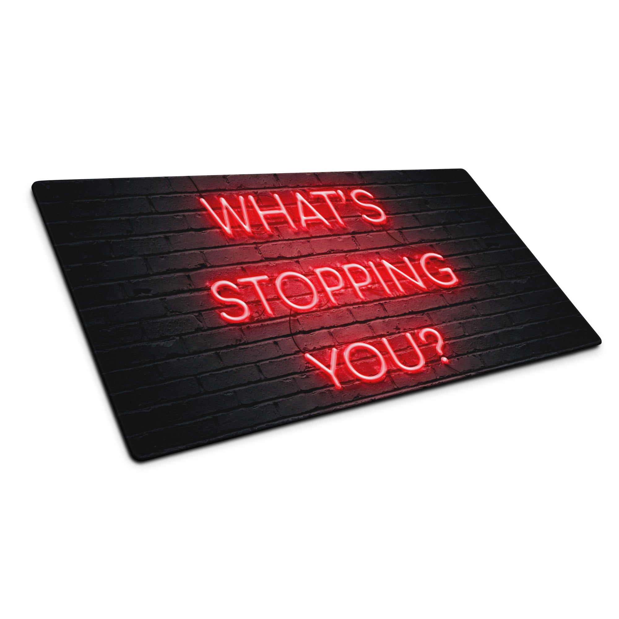 Motivational Neon Red Quote Mouse Pad For Desk - Black Brick Wall Neon Sign Style Inspiring Office Decor Gaming Setup