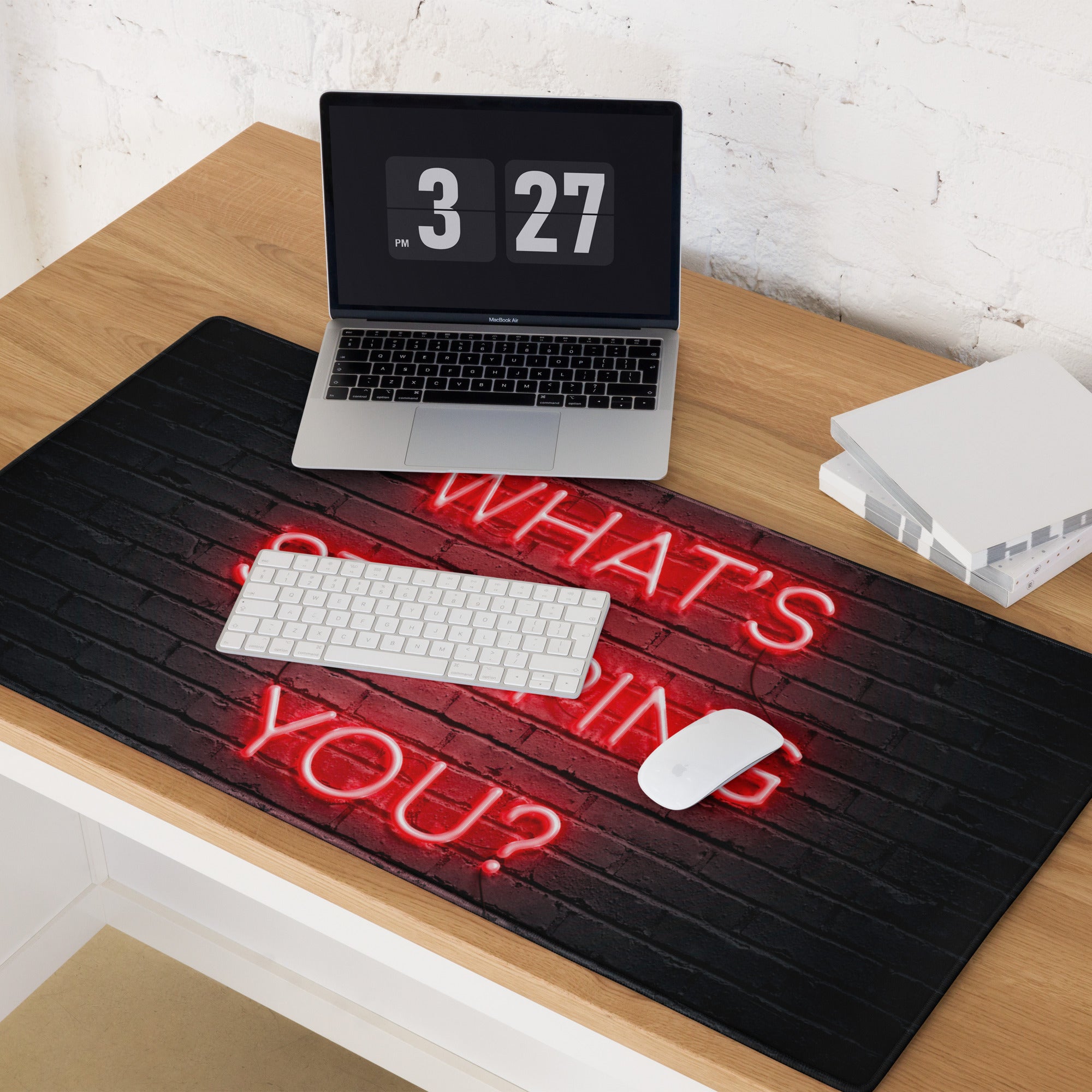 Motivational Neon Red Quote Mouse Pad For Desk - Black Brick Wall Neon Sign Style Inspiring Office Decor Gaming Setup
