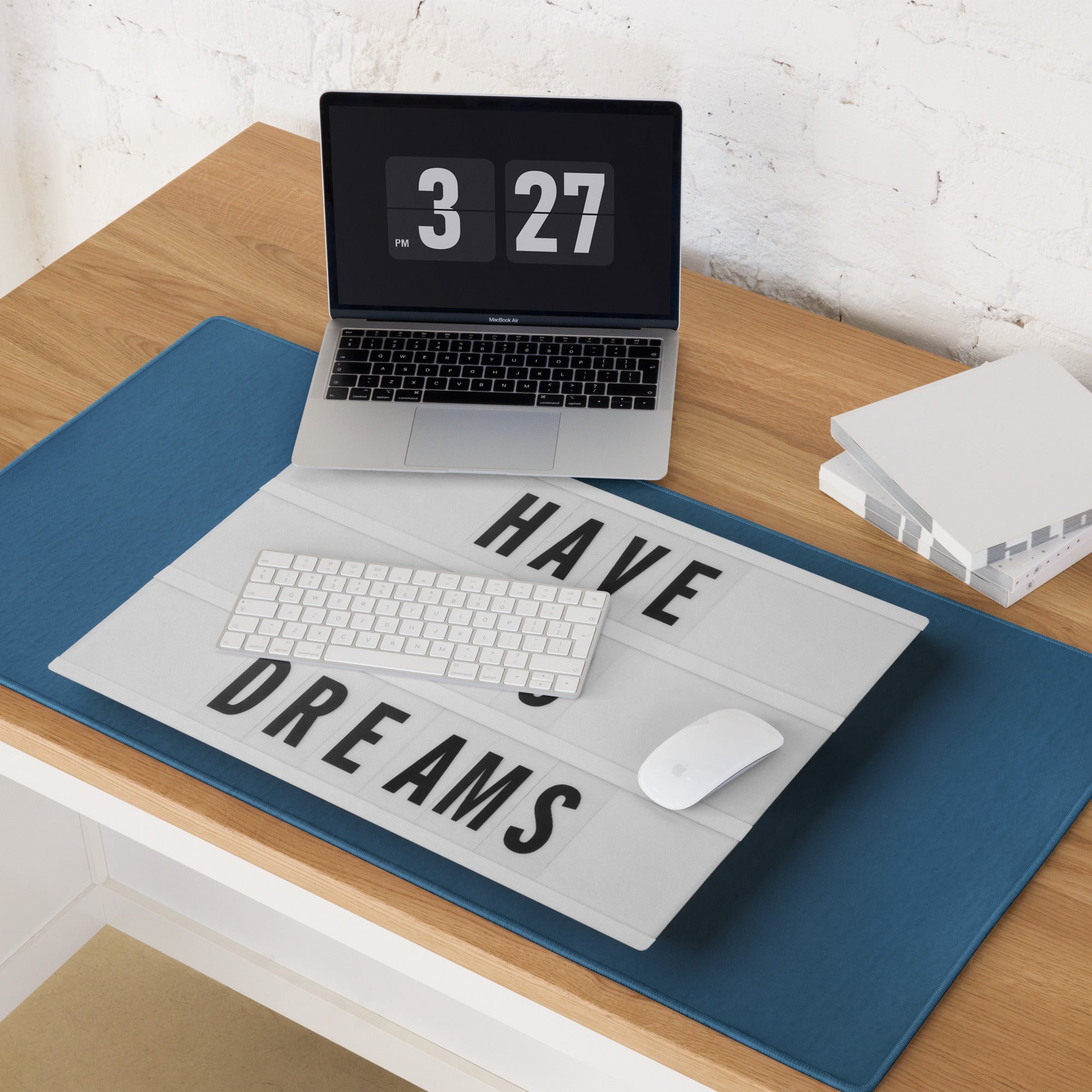 Blue Motivational Mouse Pad For Desk Setup Large Size Non Slip Surface Modern Office Decor Typography Art
