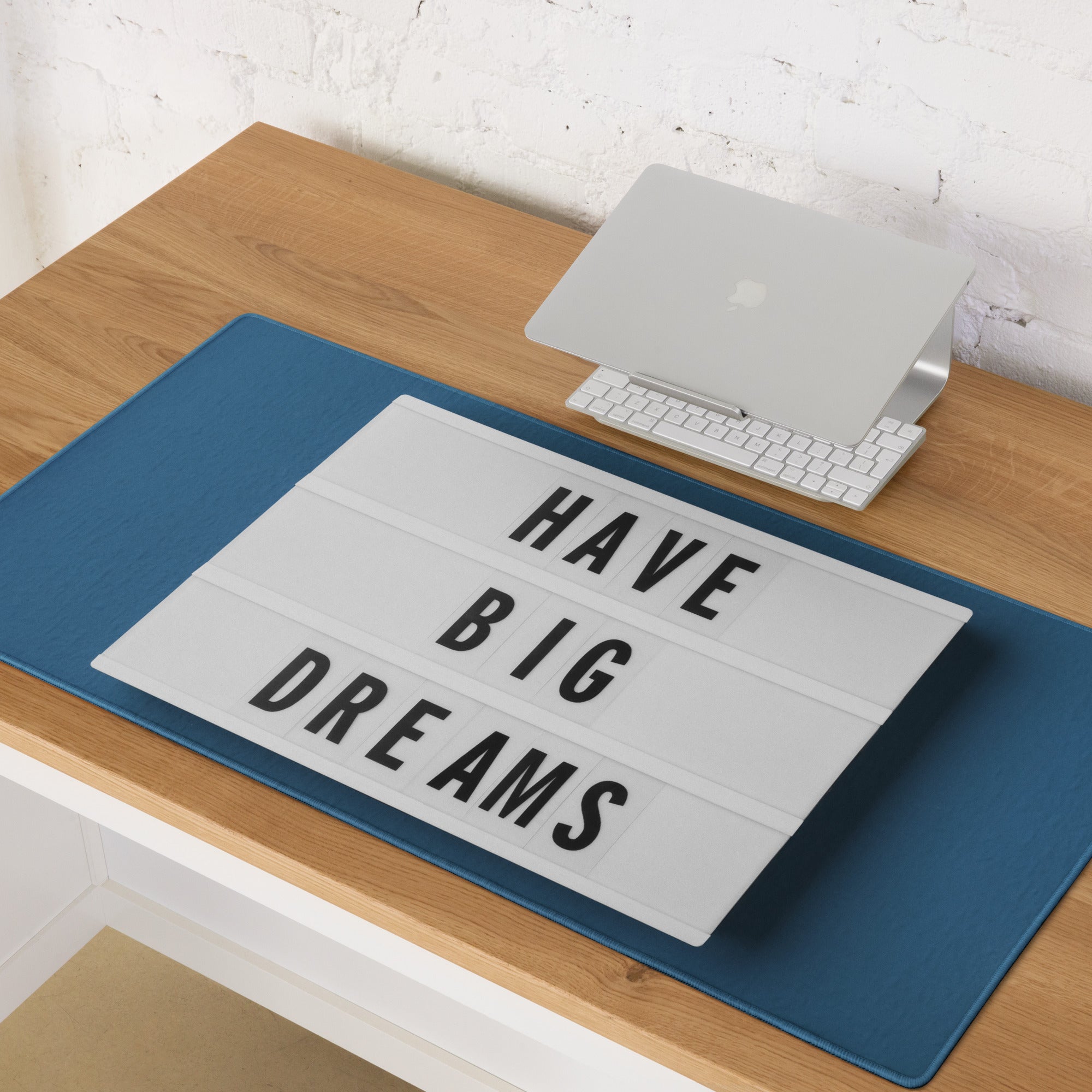 Blue Motivational Mouse Pad For Desk Setup Large Size Non Slip Surface Modern Office Decor Typography Art