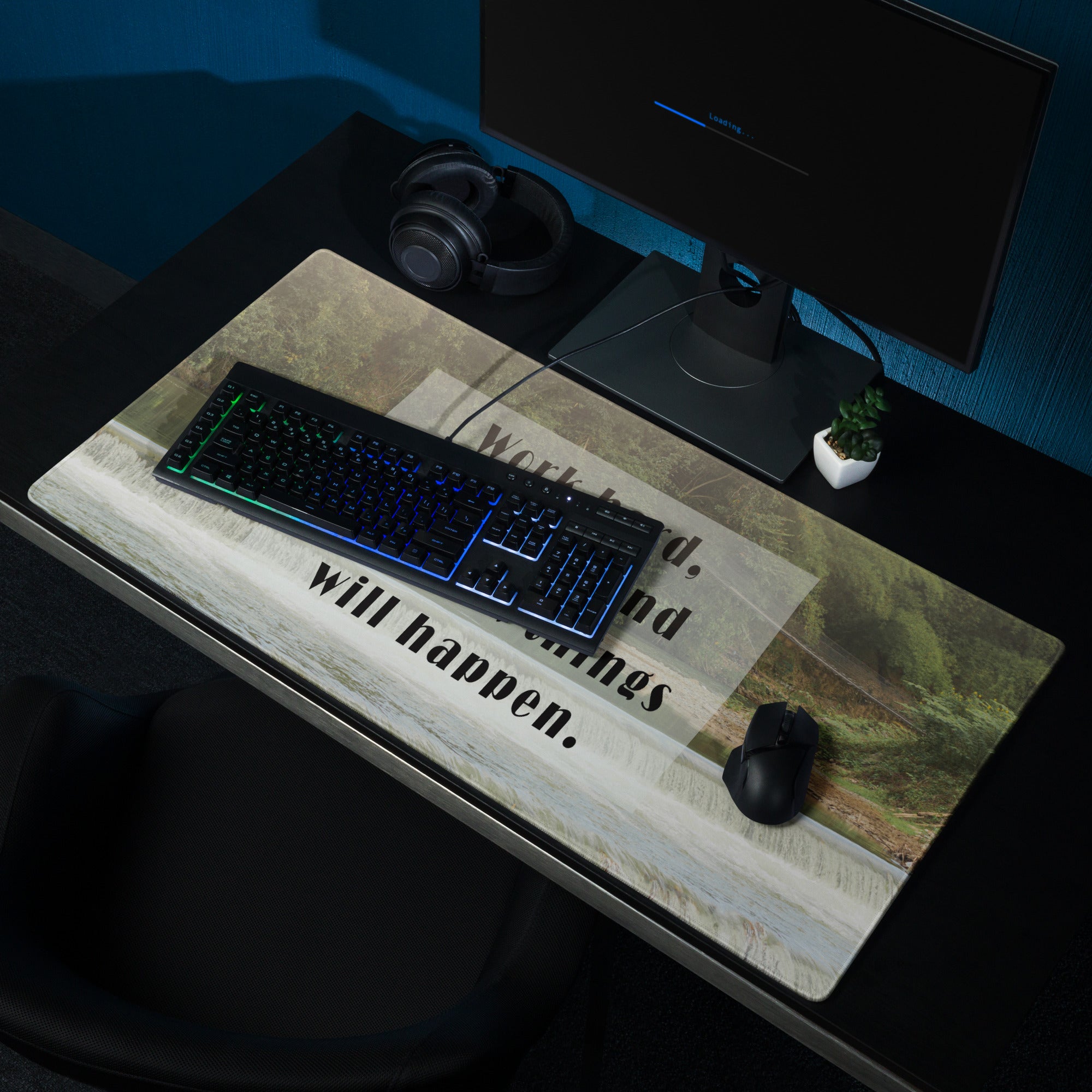 Motivational Mouse Pad Green Beige Typography Desk Mat For Gaming And Work Setup Modern Inspirational Office Decor