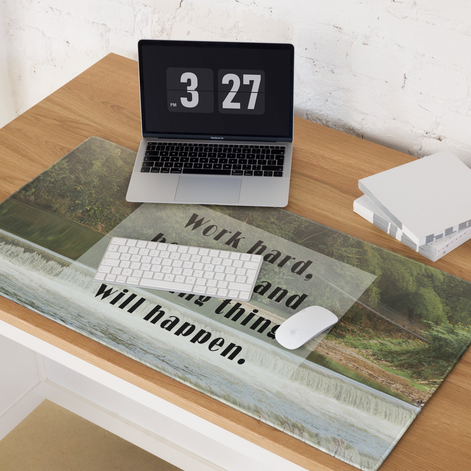 Motivational Mouse Pad Green Beige Typography Desk Mat For Gaming And Work Setup Modern Inspirational Office Decor