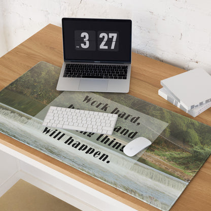 Motivational Mouse Pad Green Beige Typography Desk Mat For Gaming And Work Setup Modern Inspirational Office Decor