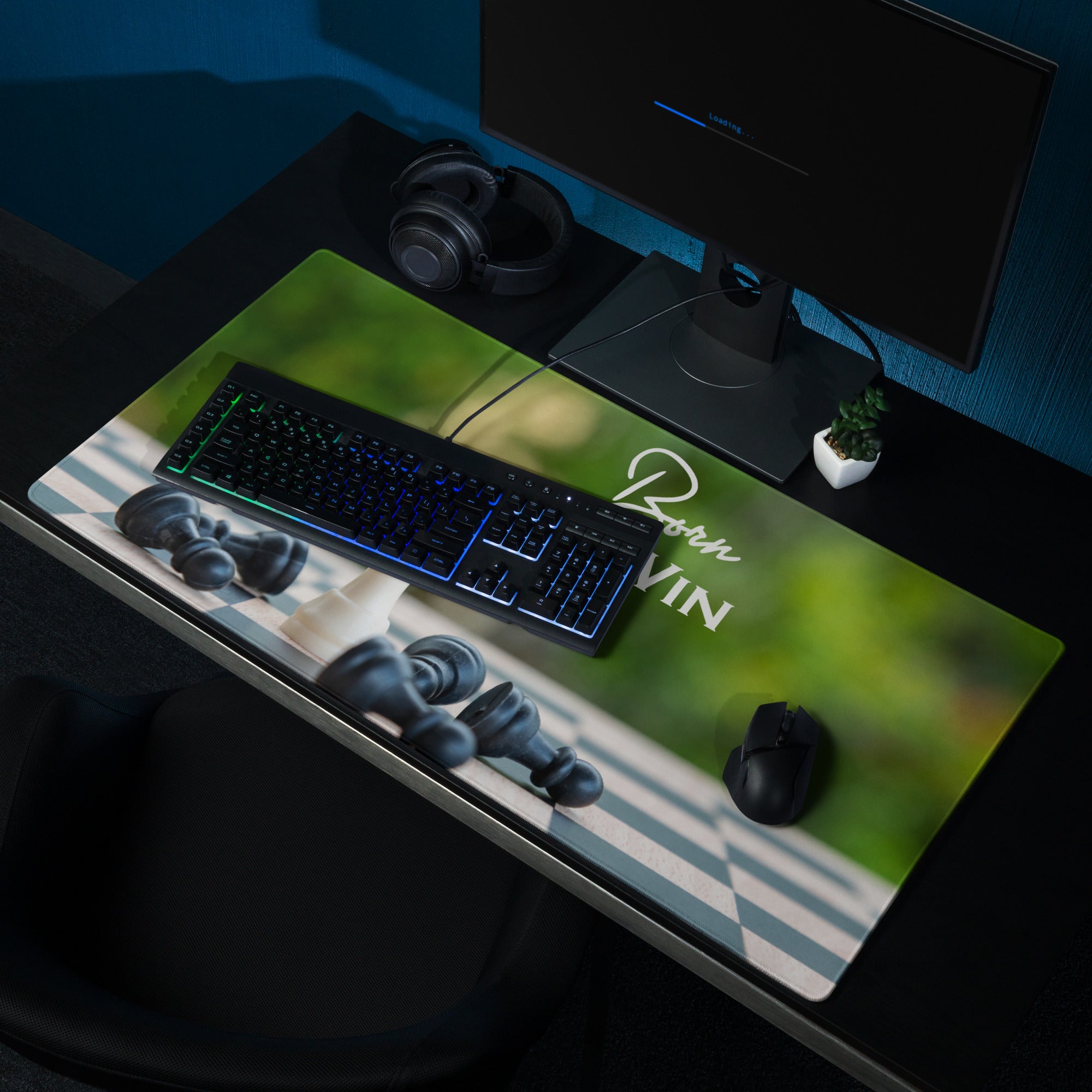 Chess Inspired Motivational Mouse Pad Green Background Desk Mat Office And Home Modern Style