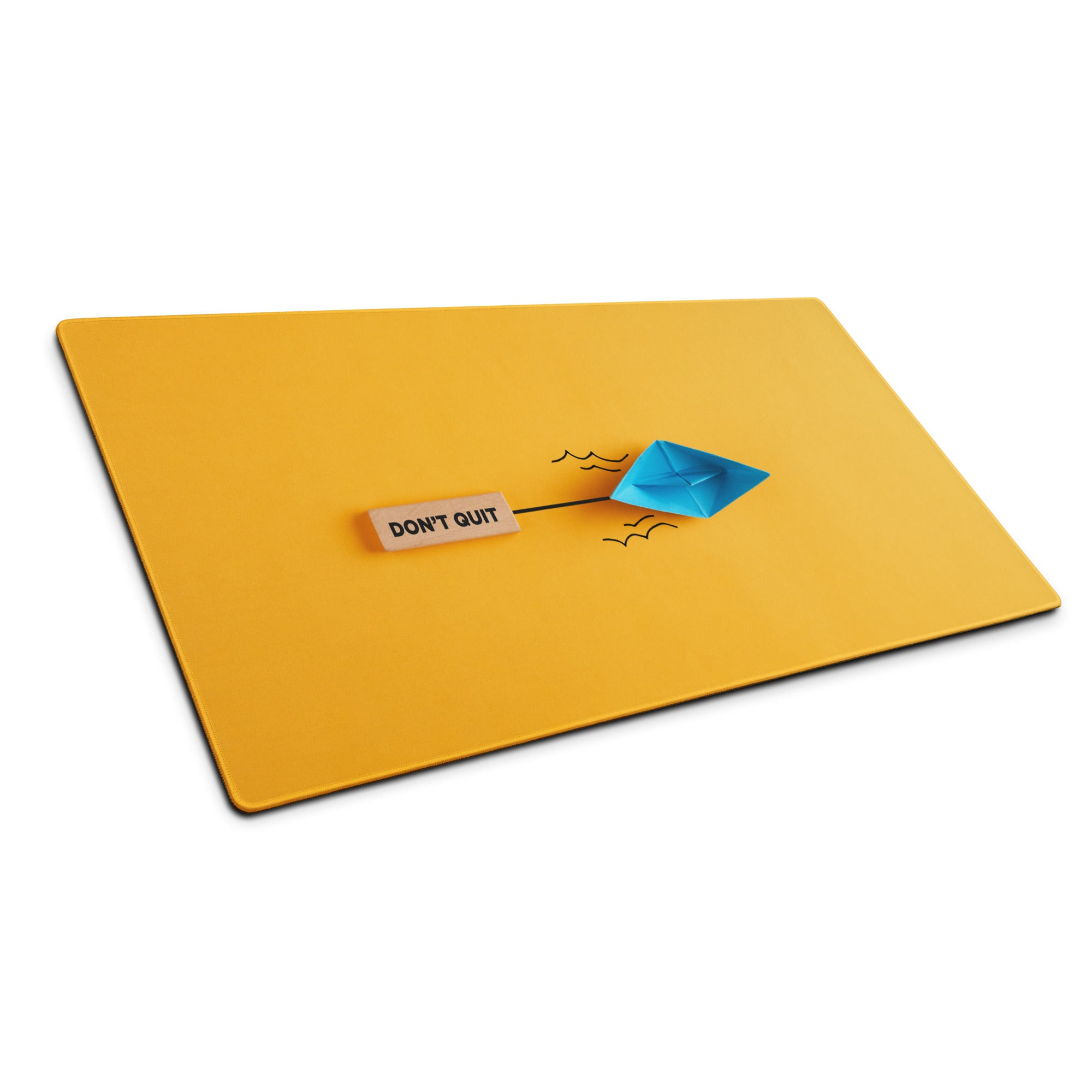 Motivational Mouse Pad Yellow Orange Desk Pad Office Modern Non Slip Large Mouse Pad Printed Blue Origami Boat