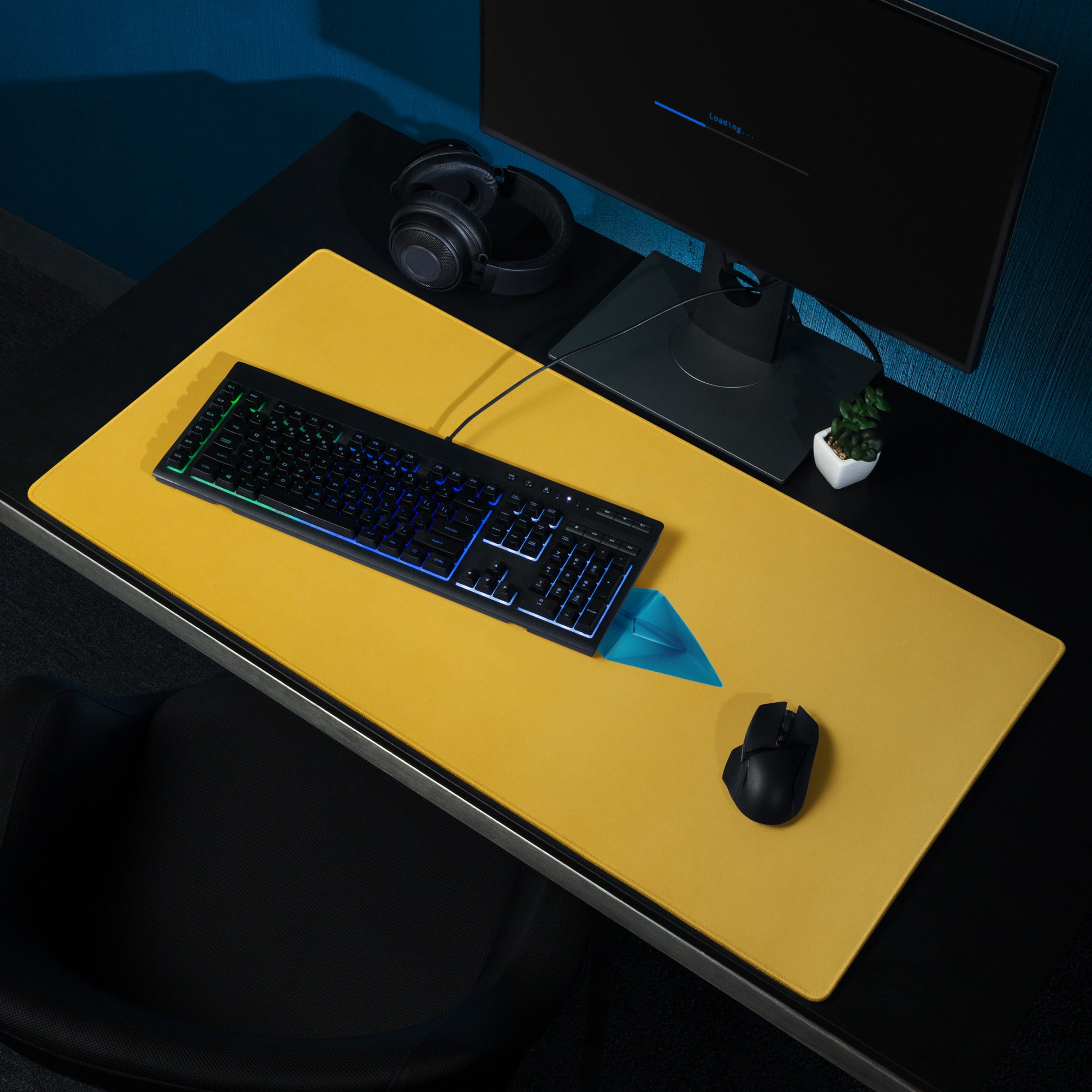 Motivational Mouse Pad Yellow Orange Desk Pad Office Modern Non Slip Large Mouse Pad Printed Blue Origami Boat