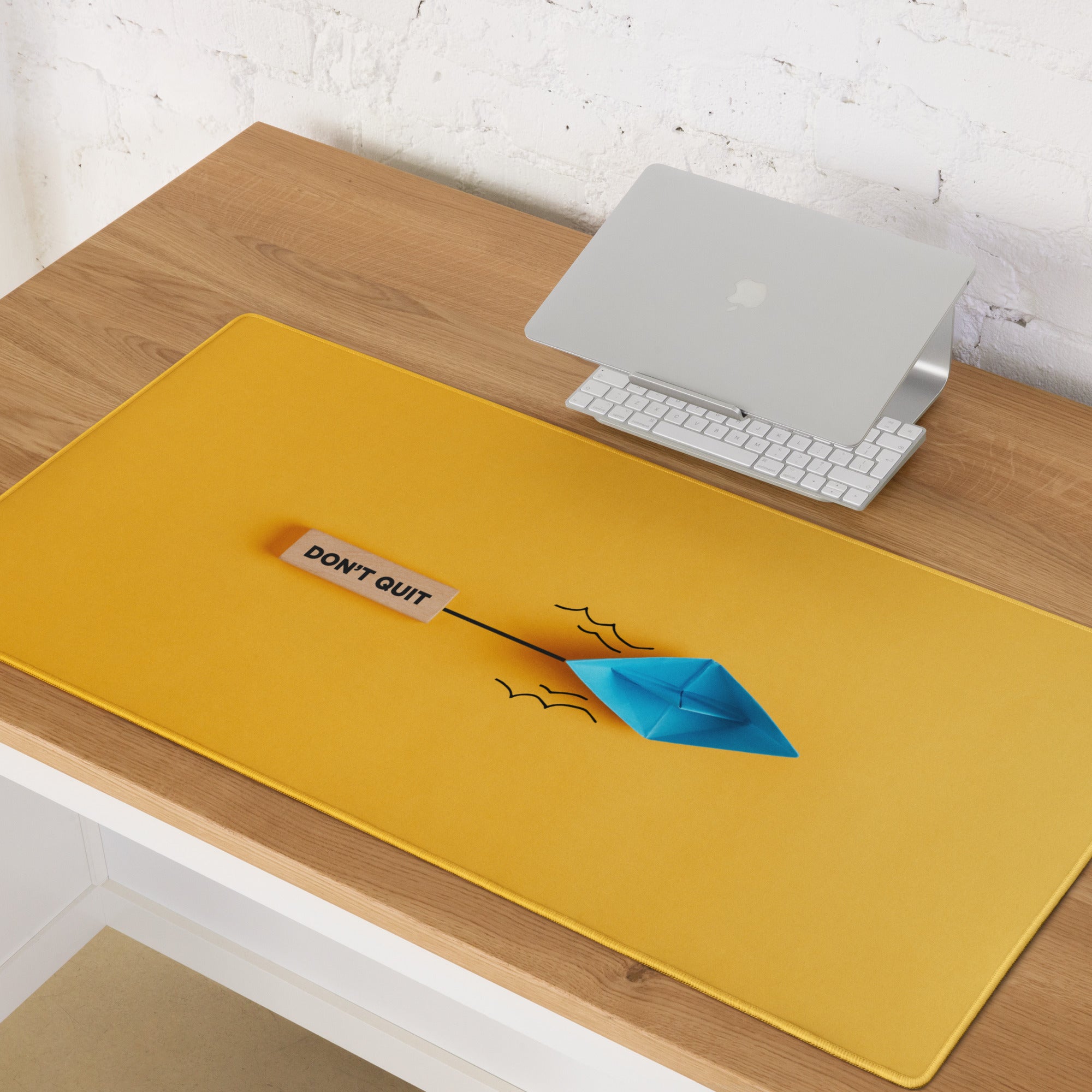 Motivational Mouse Pad Yellow Orange Desk Pad Office Modern Non Slip Large Mouse Pad Printed Blue Origami Boat