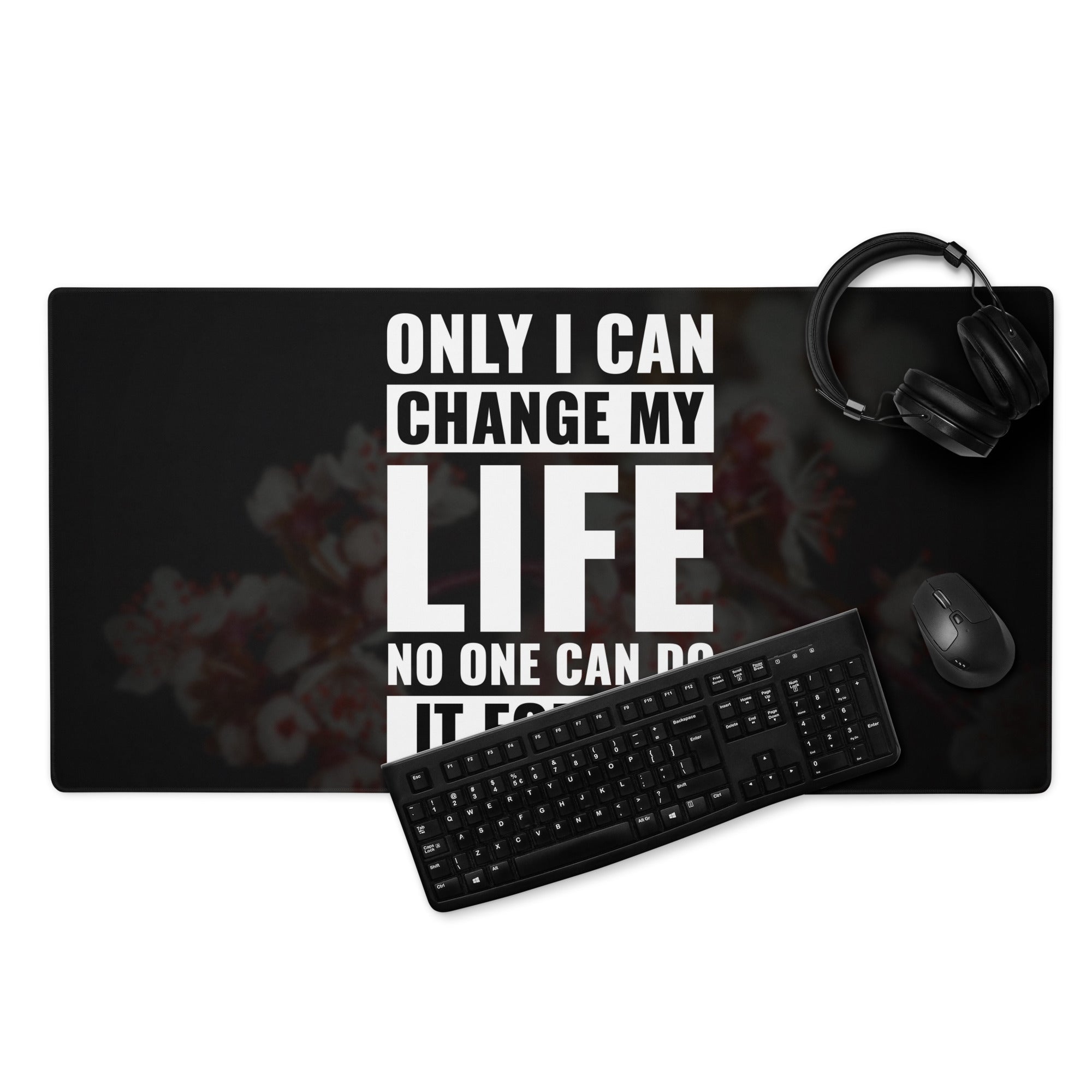 Motivational Quote Mouse Pad Black And White For Desk Office Modern Minimal Typography