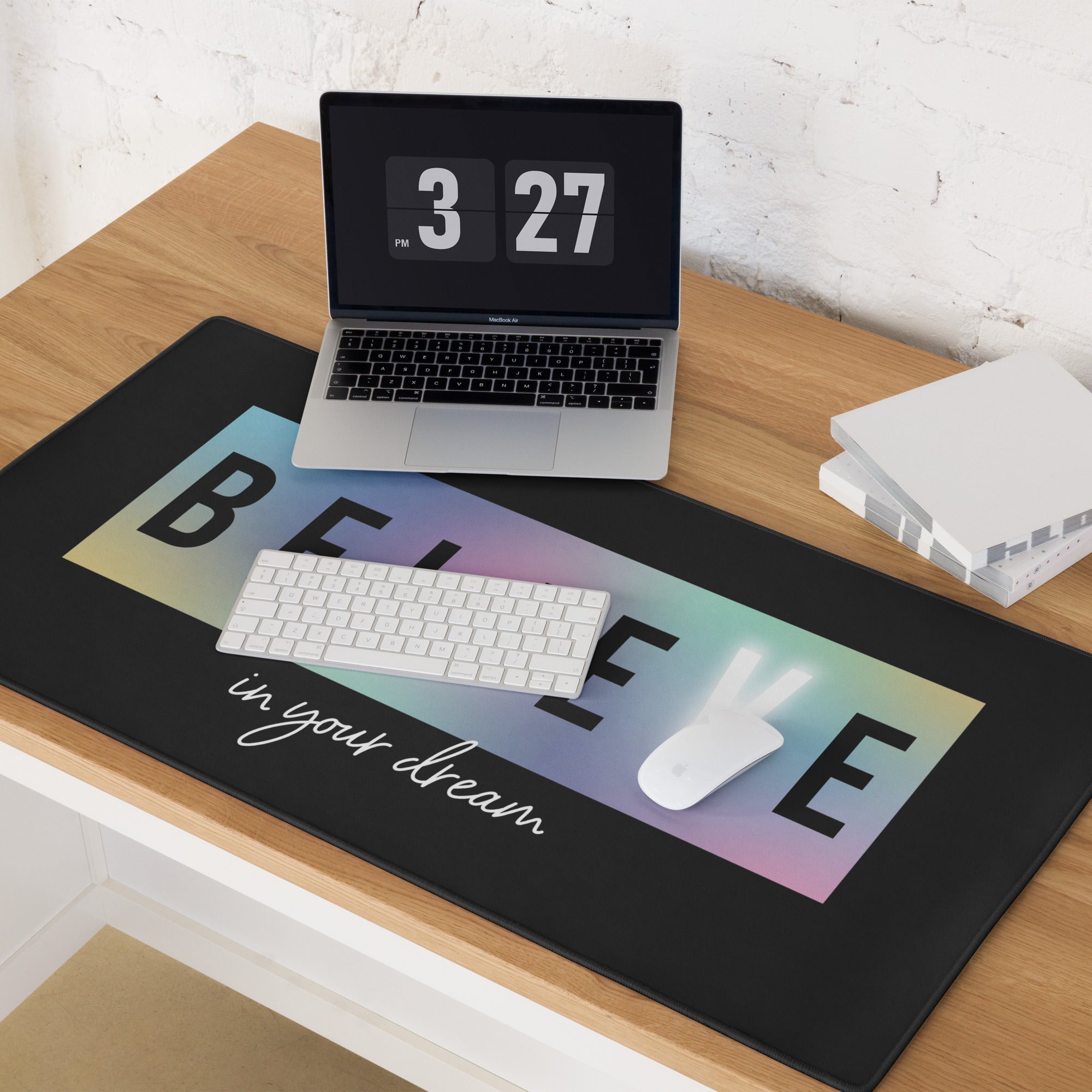 Motivational Rainbow Gradient Mouse Pad For Desk Large Gaming Surface Modern Minimalist Style Inspiring Desk Mat Decor