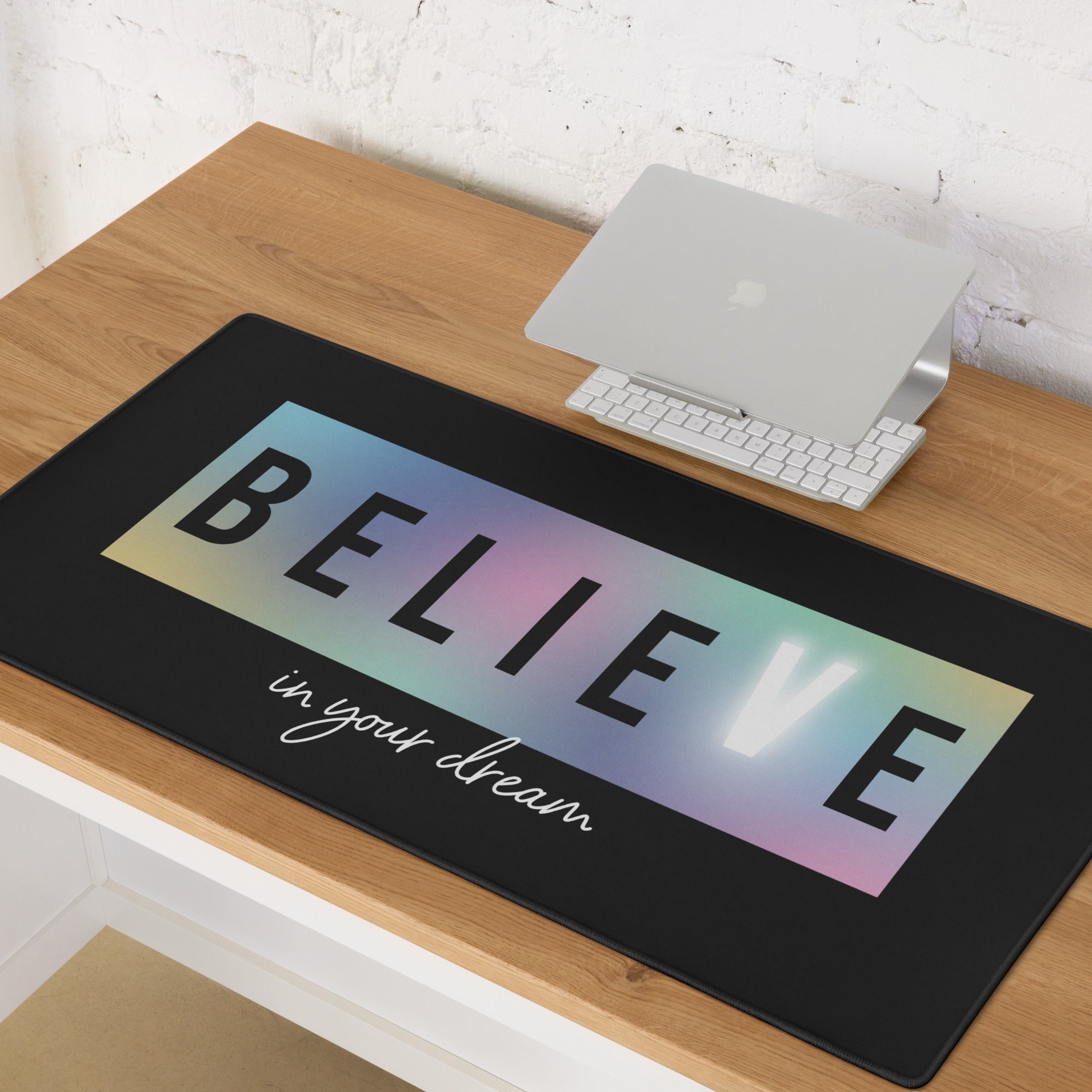 Motivational Rainbow Gradient Mouse Pad For Desk Large Gaming Surface Modern Minimalist Style Inspiring Desk Mat Decor