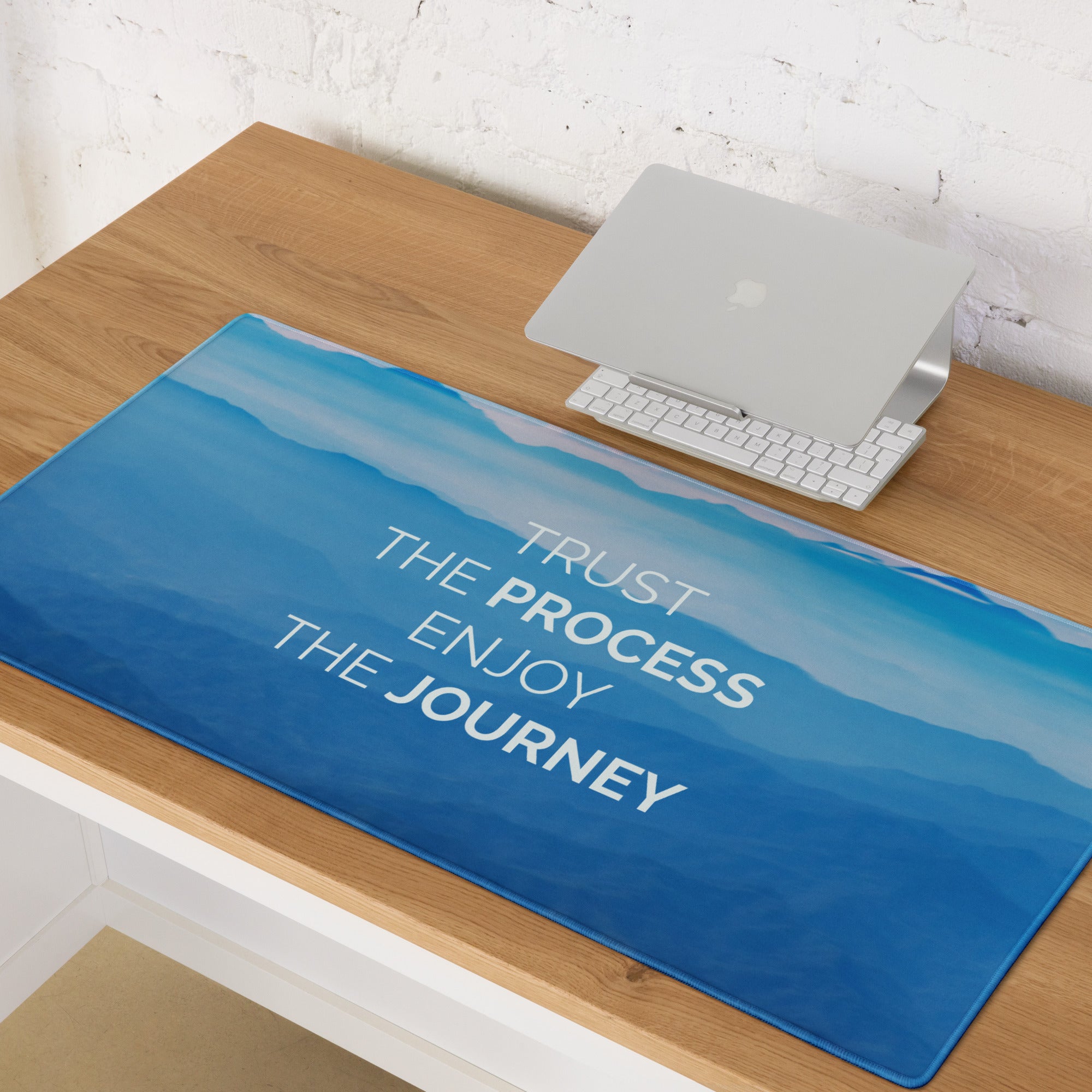 Blue Gradient Motivational Desk Mouse Pad With Inspirational Quote For Office And Gaming Modern Minimalist Landscape