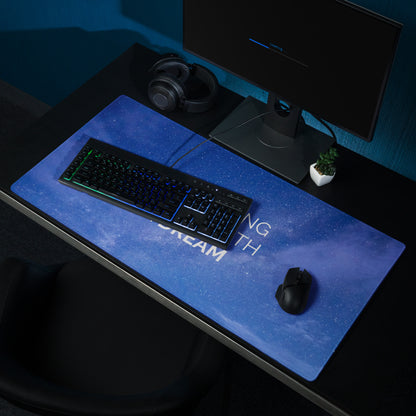 Gaming Mouse Pad Blue Galaxy Desk Setup Modern Cosmic Style Inspirational Quote Everything Starts With A Dream