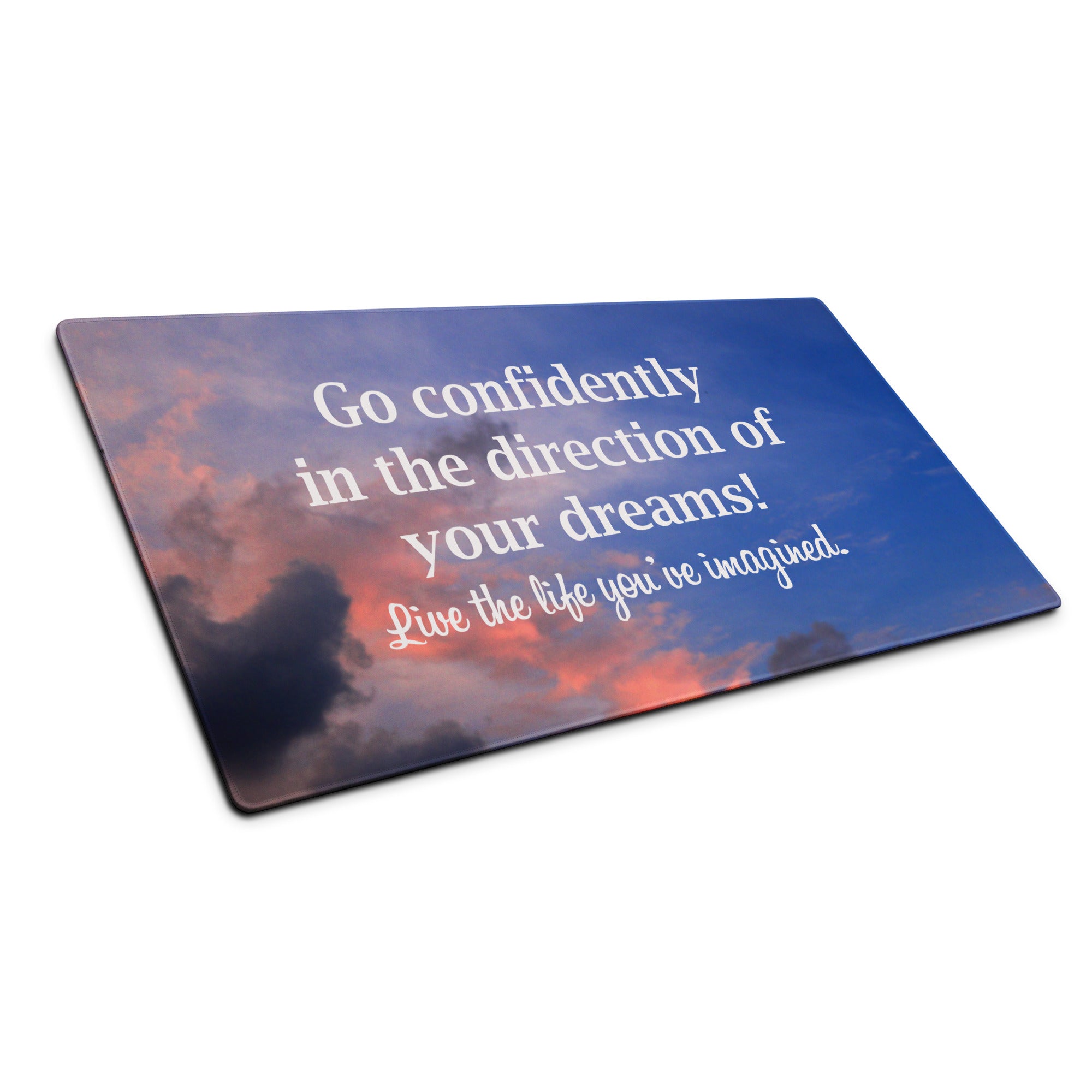 Sunset Blue Pink Motivational Quote Mouse Pad For Desk Large Non Slip Office Mat Modern Minimalist Style