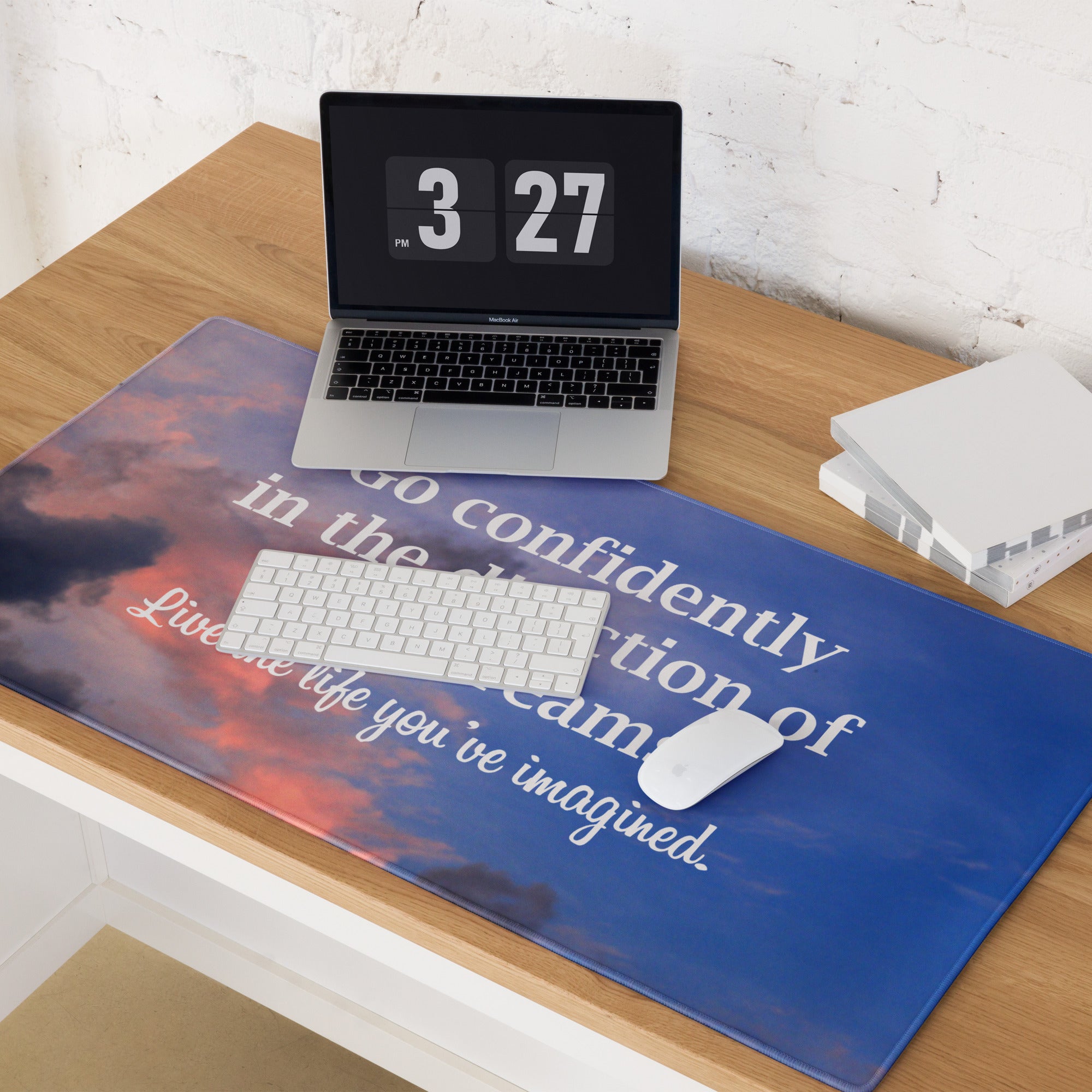 Sunset Blue Pink Motivational Quote Mouse Pad For Desk Large Non Slip Office Mat Modern Minimalist Style