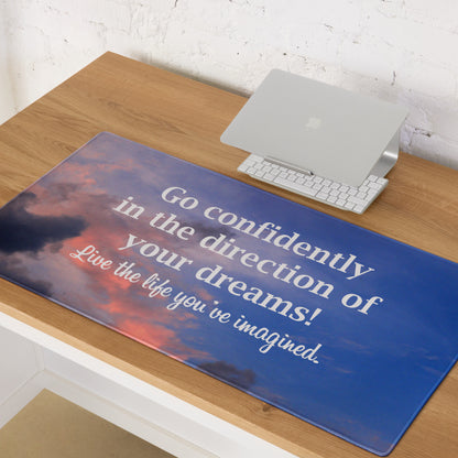 Sunset Blue Pink Motivational Quote Mouse Pad For Desk Large Non Slip Office Mat Modern Minimalist Style