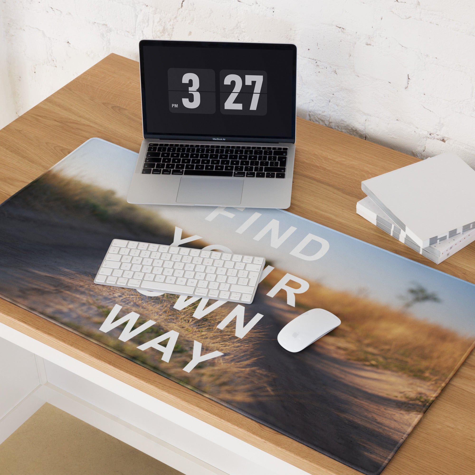 Motivational Mouse Pad Blue Sunset Desert Gradient for Desk Office Setup Modern Typography