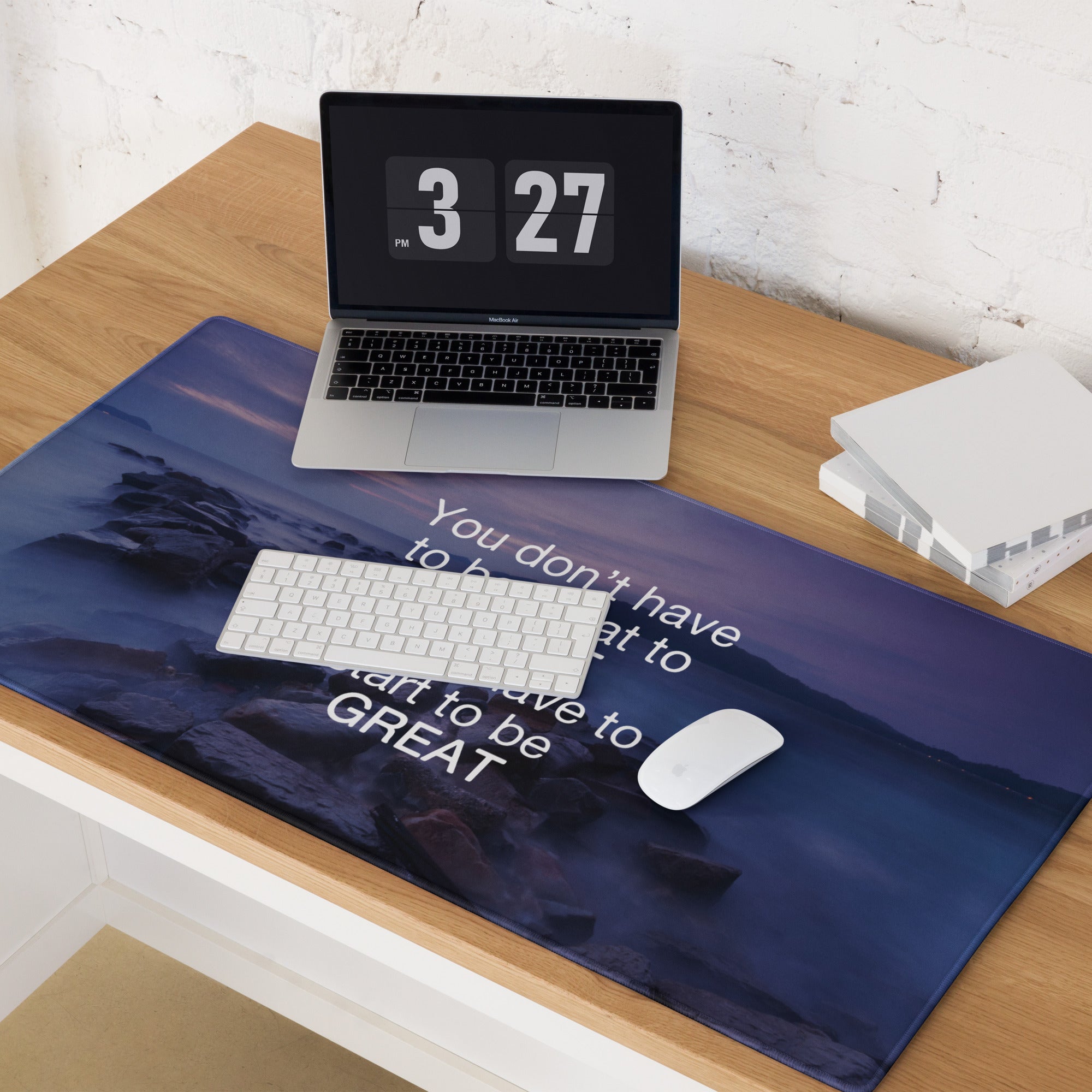 Motivational Ocean Blue Purple Mouse Pad for Desk Large Non Slip Office Decor Modern Style