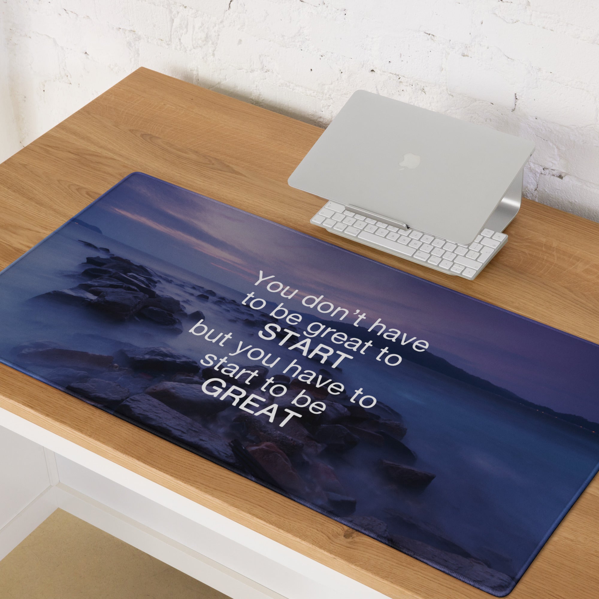 Motivational Ocean Blue Purple Mouse Pad for Desk Large Non Slip Office Decor Modern Style