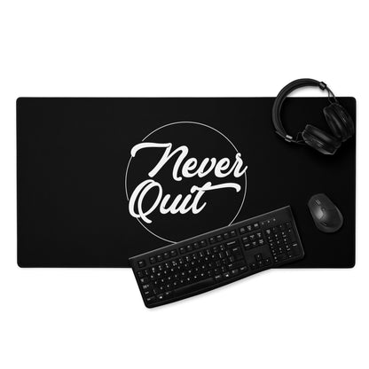 Never Quit Black White Motivational Mouse Pad For Desk And Gaming Setup Modern Typography Art