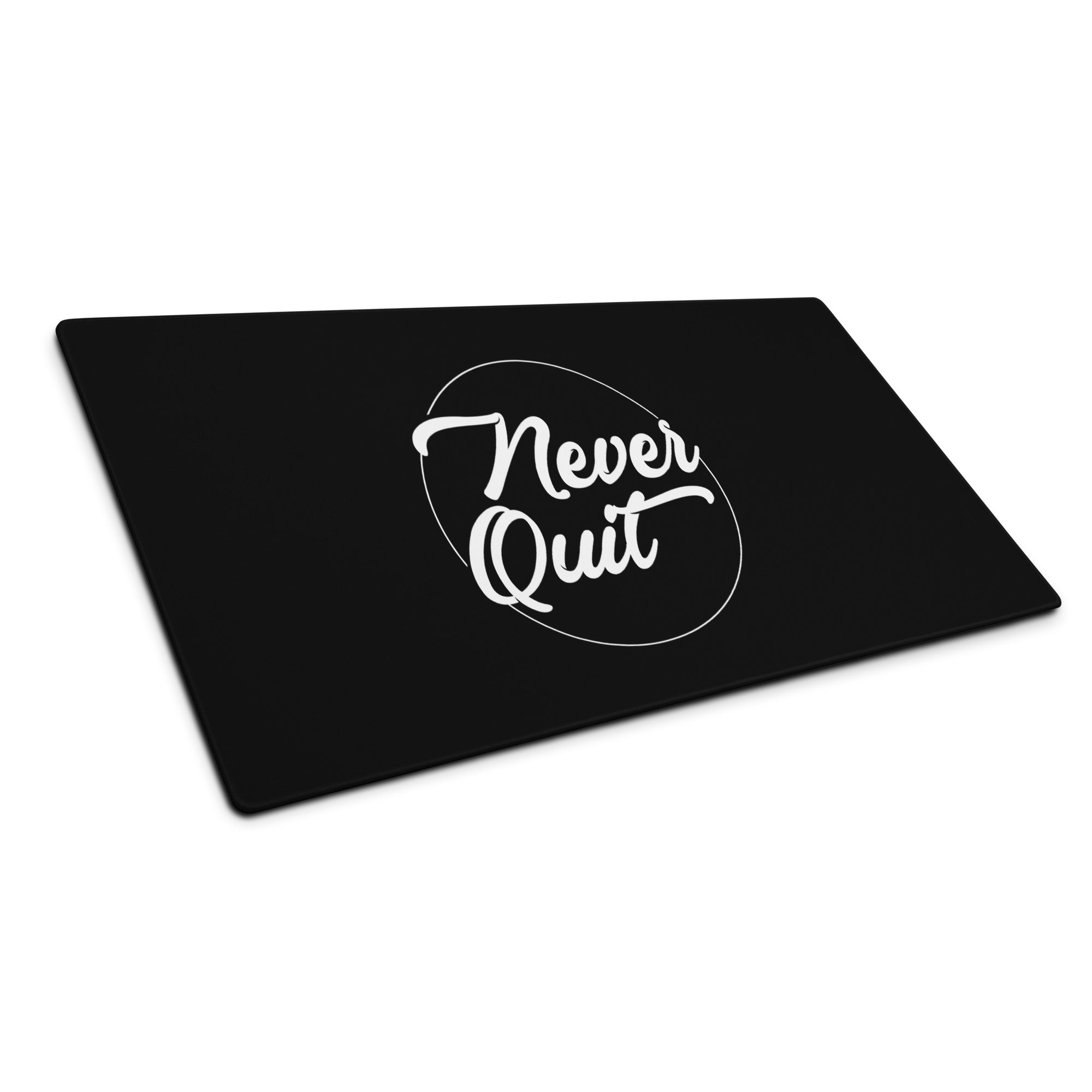 Never Quit Black White Motivational Mouse Pad For Desk And Gaming Setup Modern Typography Art