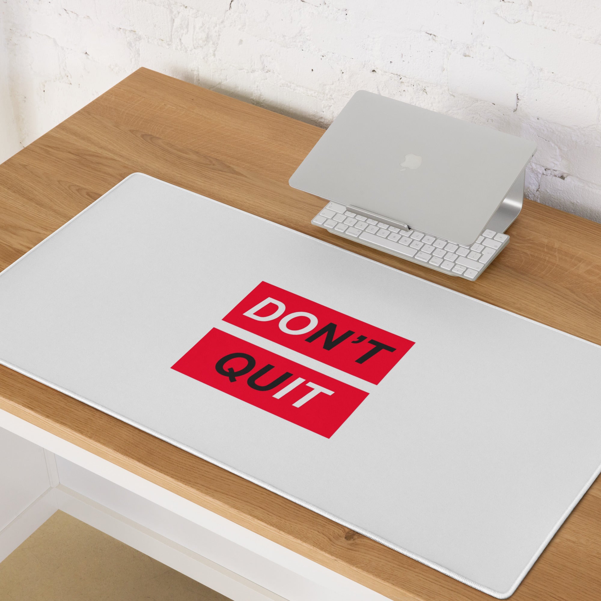 Dont Quit Motivational Mouse Pad White Red Desk Office Minimalist Typography Bold Inspiring Mood For Work