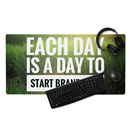 Motivational Green Grass Mouse Pad For Desk Office Modern Typography Inspirational Decor Digital Print