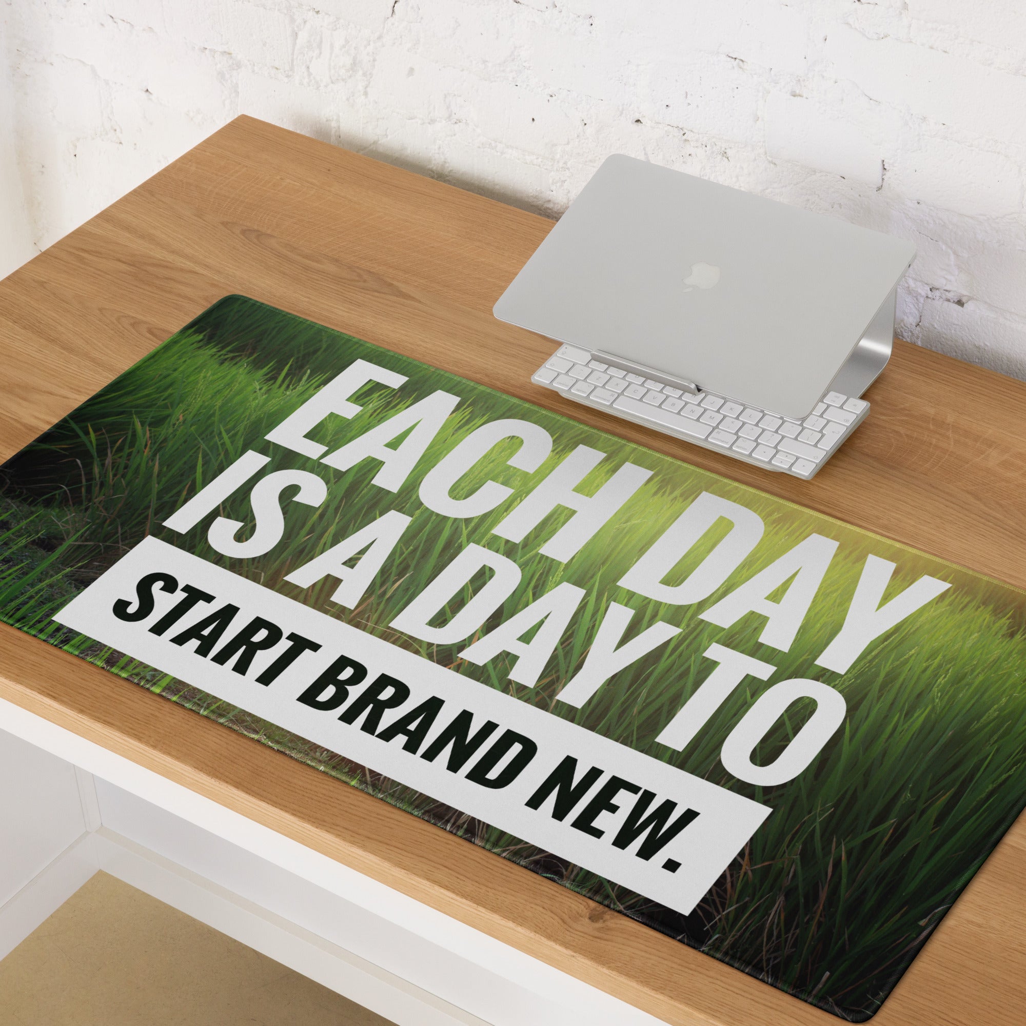 Motivational Green Grass Mouse Pad For Desk Office Modern Typography Inspirational Decor Digital Print