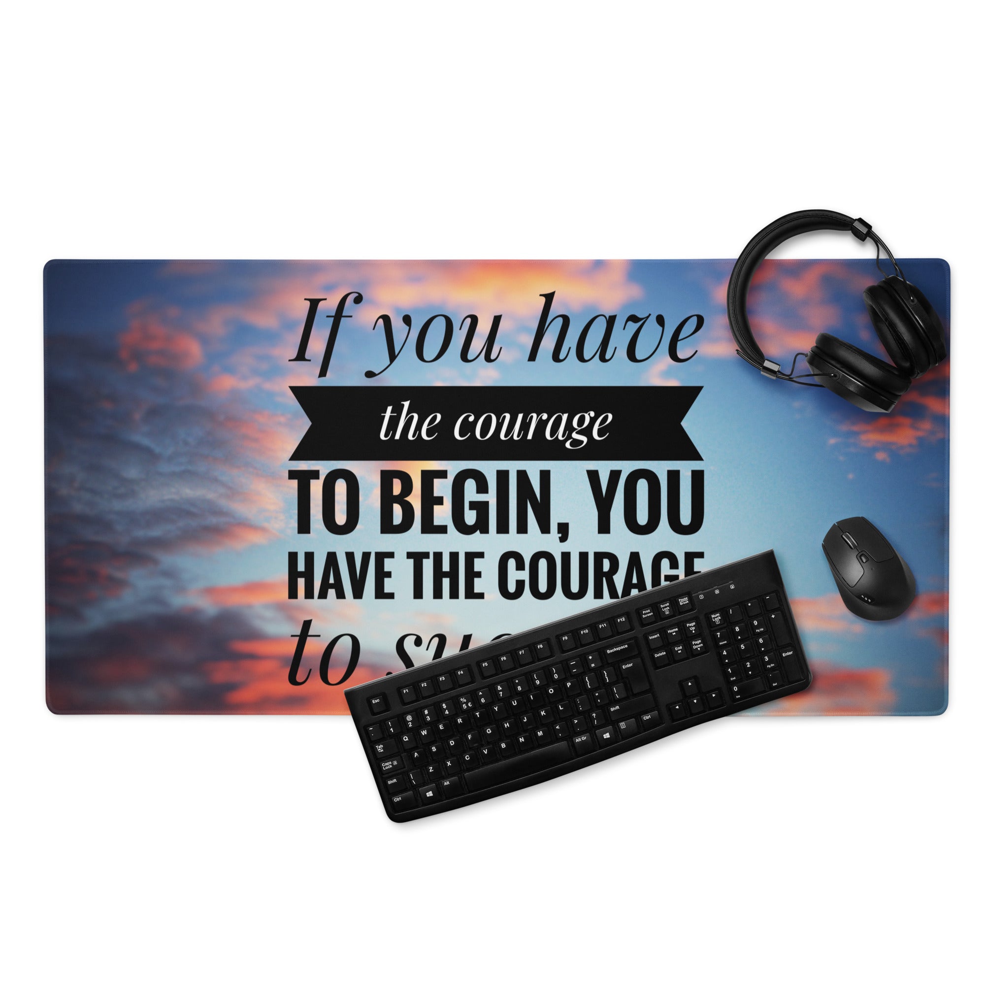 Motivational Mouse Pad Sunset Blue Orange Desk Office Modern Typography Gaming Workspace Large Non Slip Surface