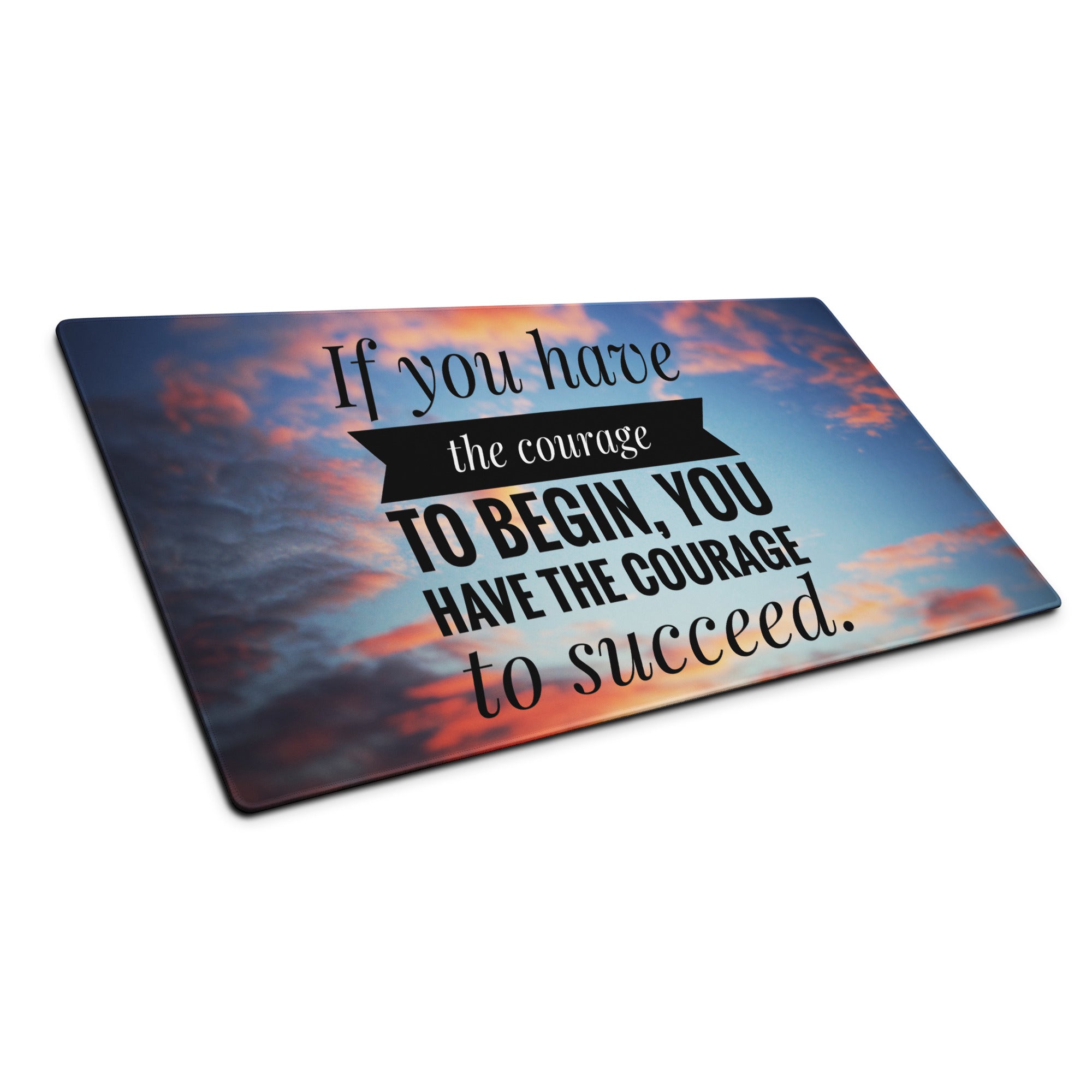 Motivational Mouse Pad Sunset Blue Orange Desk Office Modern Typography Gaming Workspace Large Non Slip Surface