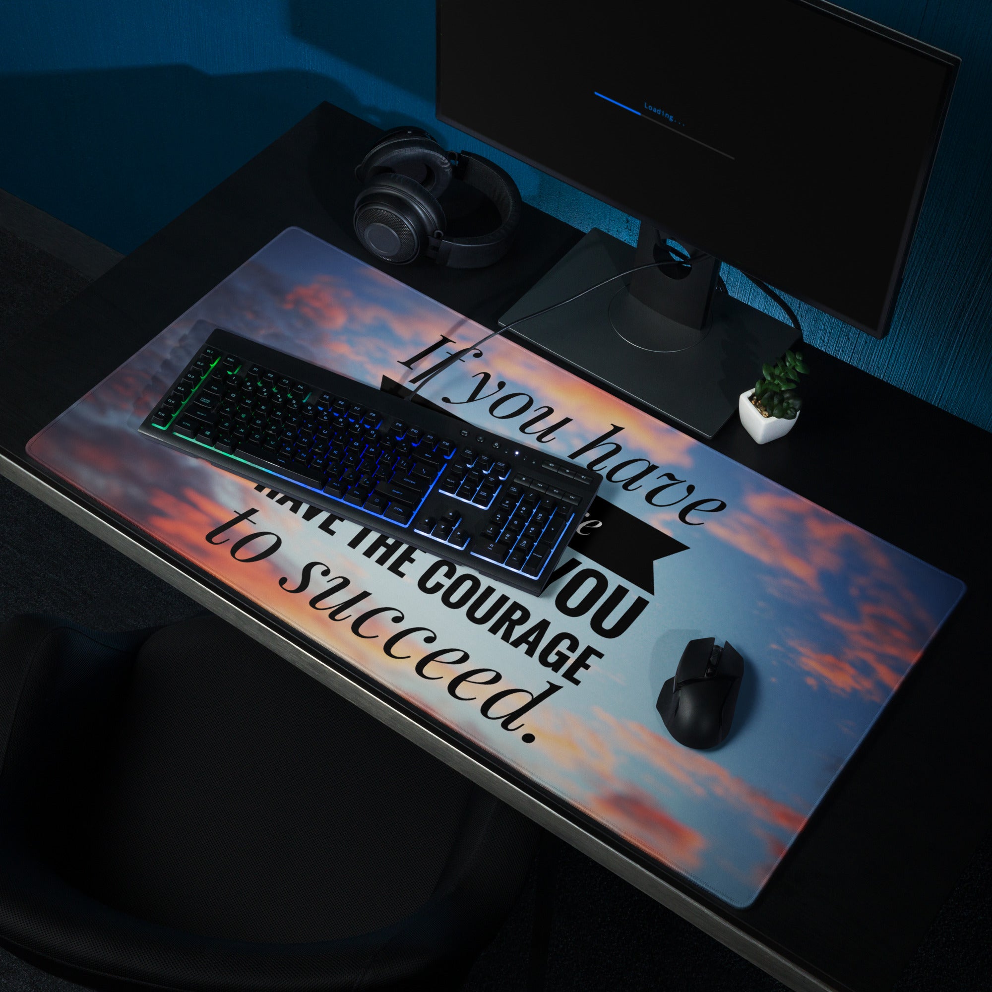 Motivational Mouse Pad Sunset Blue Orange Desk Office Modern Typography Gaming Workspace Large Non Slip Surface
