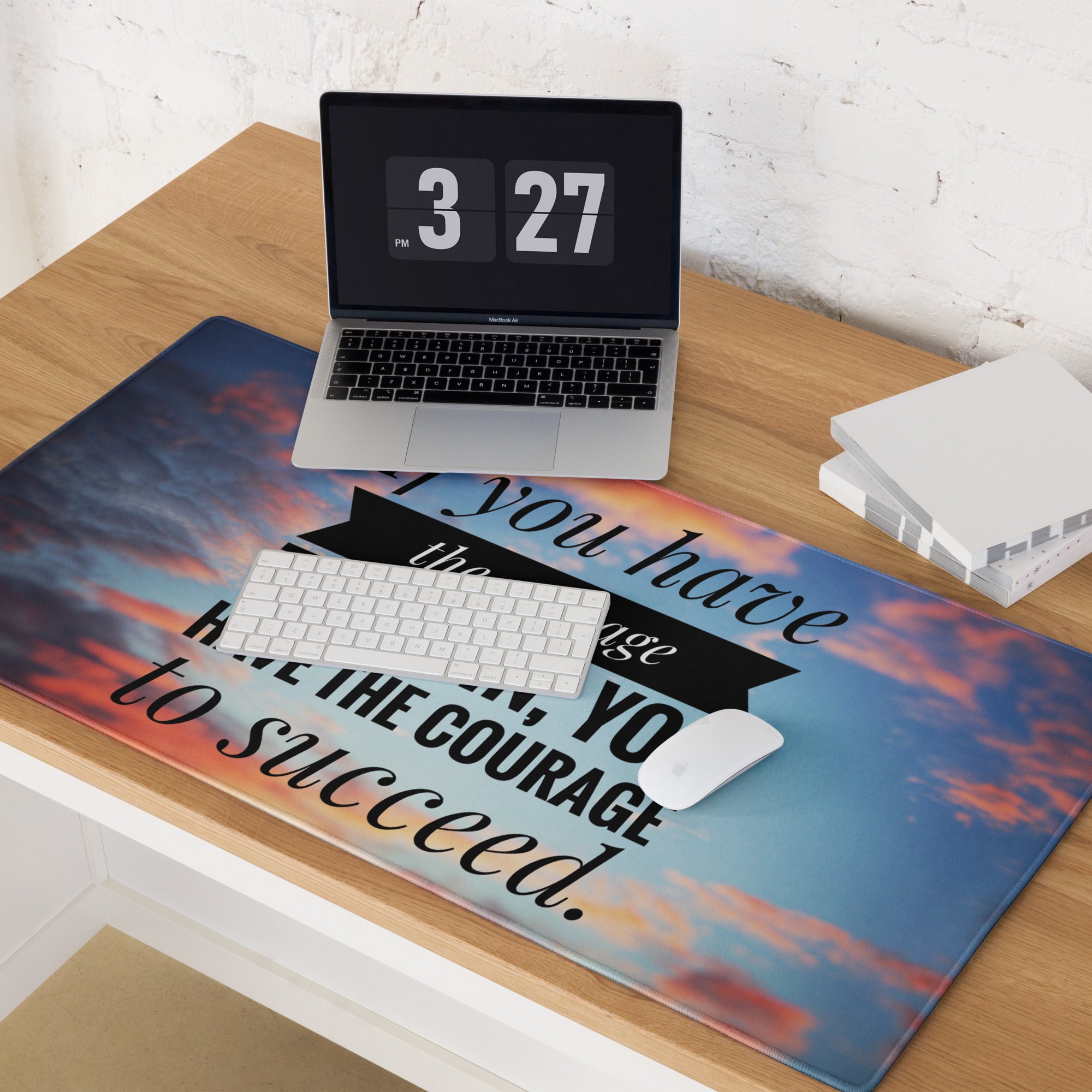 Motivational Mouse Pad Sunset Blue Orange Desk Office Modern Typography Gaming Workspace Large Non Slip Surface