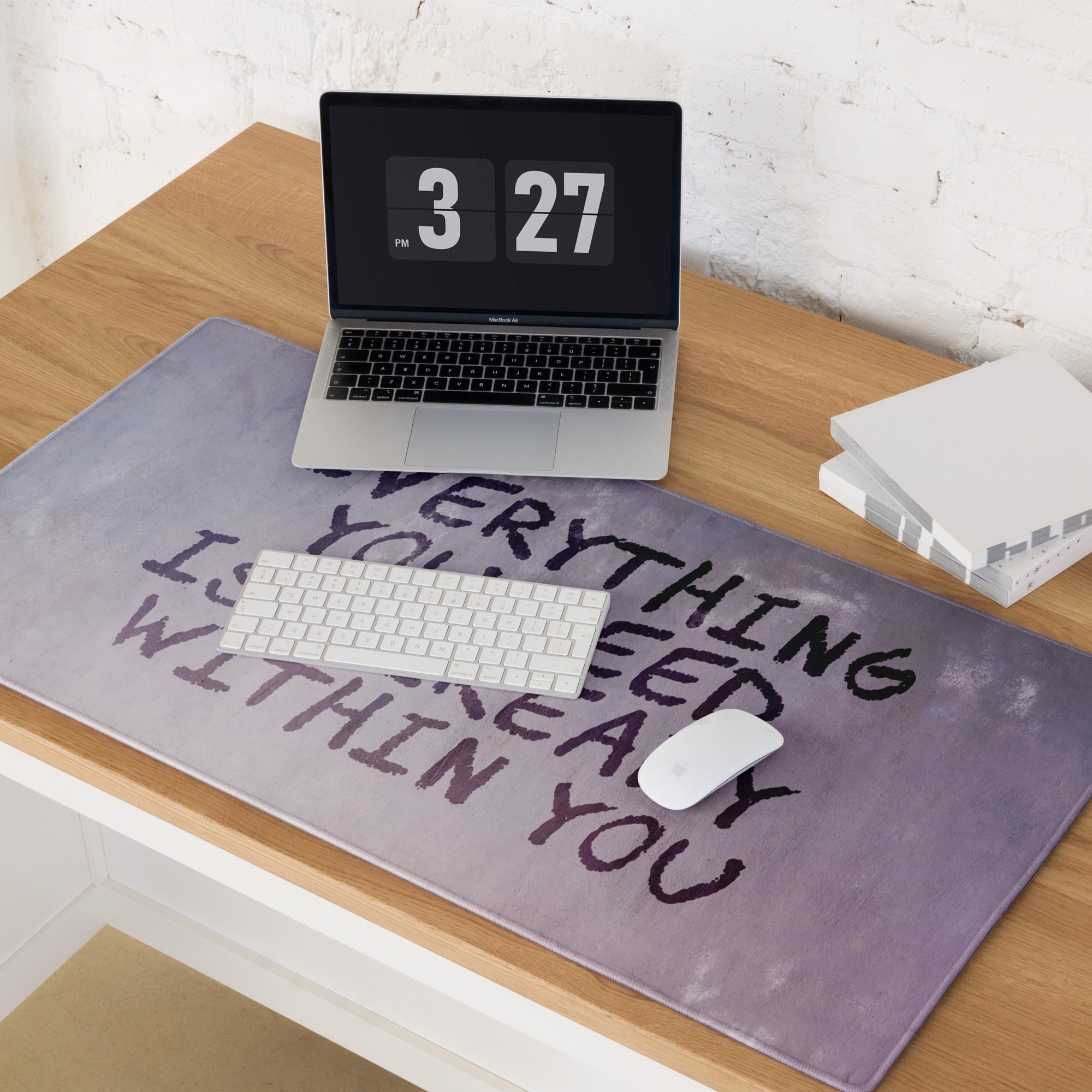 Motivational Quote Purple Mouse Pad For Desk And Home Office Setup Modern Brush Lettering Style Non Slip Surface