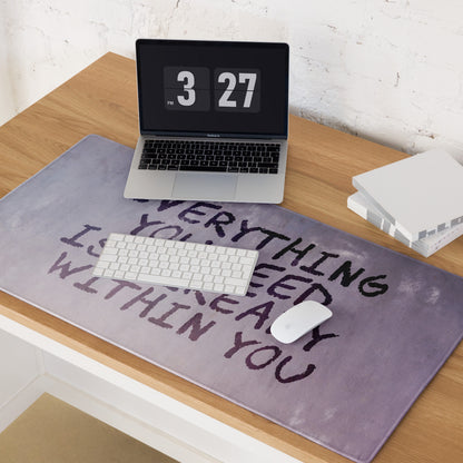 Motivational Quote Purple Mouse Pad For Desk And Home Office Setup Modern Brush Lettering Style Non Slip Surface