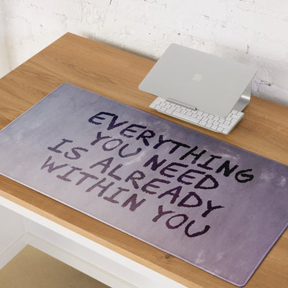 Motivational Quote Purple Mouse Pad For Desk And Home Office Setup Modern Brush Lettering Style Non Slip Surface