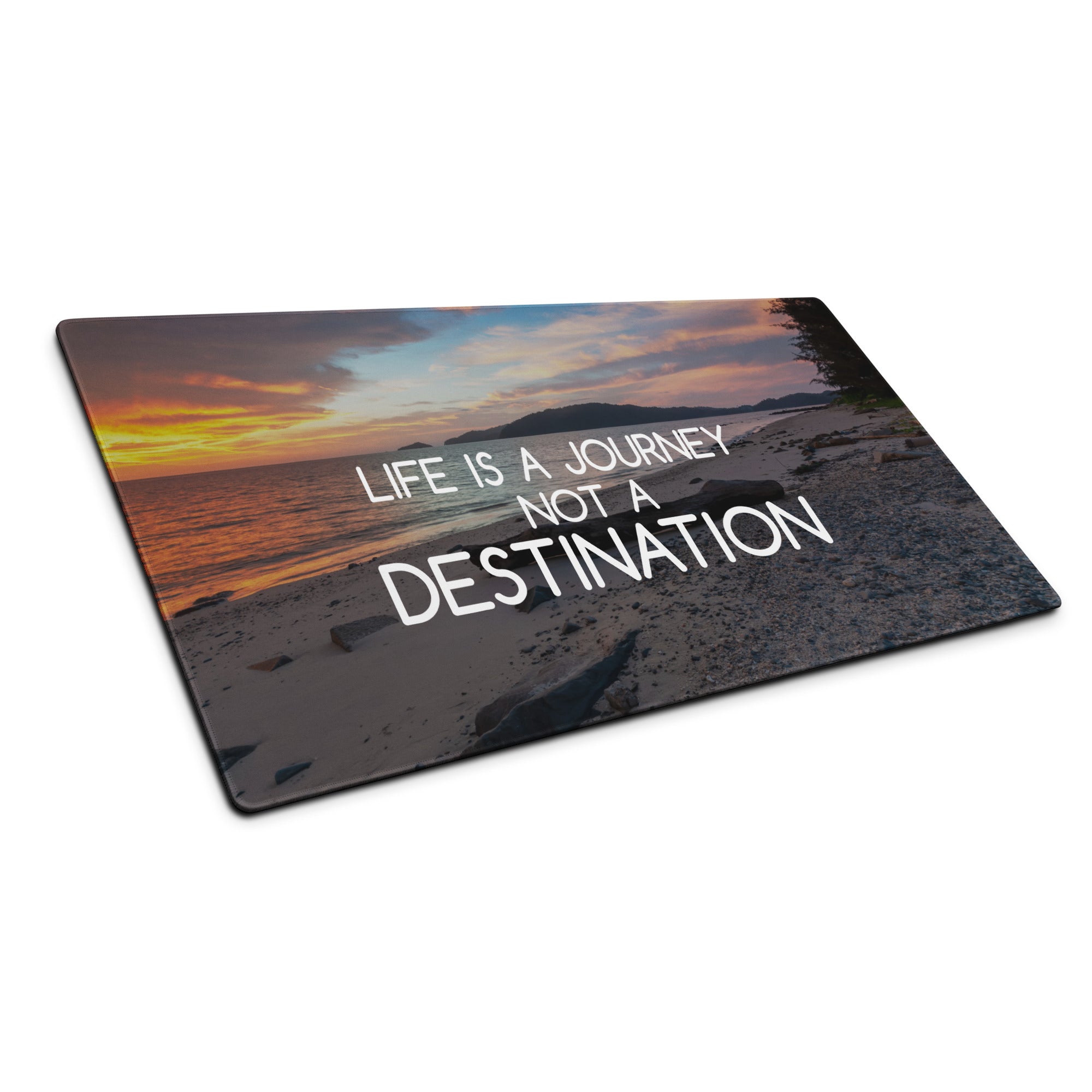 Motivational Life Is A Journey Sunset Beach Mouse Pad Orange Blue Desk Accessory For Gaming And Home Office Modern