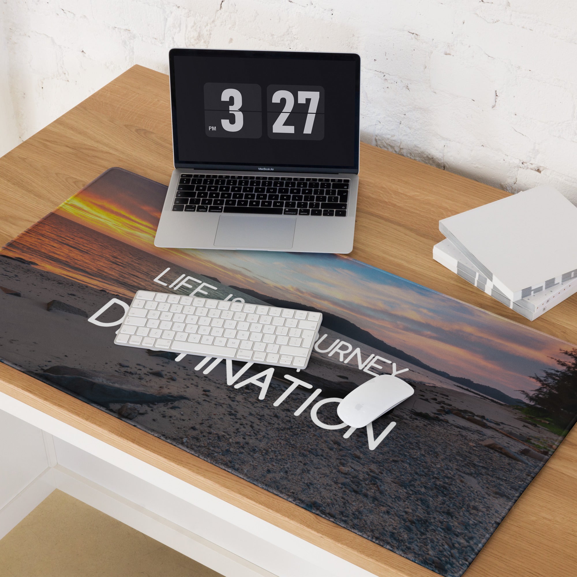 Motivational Life Is A Journey Sunset Beach Mouse Pad Orange Blue Desk Accessory For Gaming And Home Office Modern