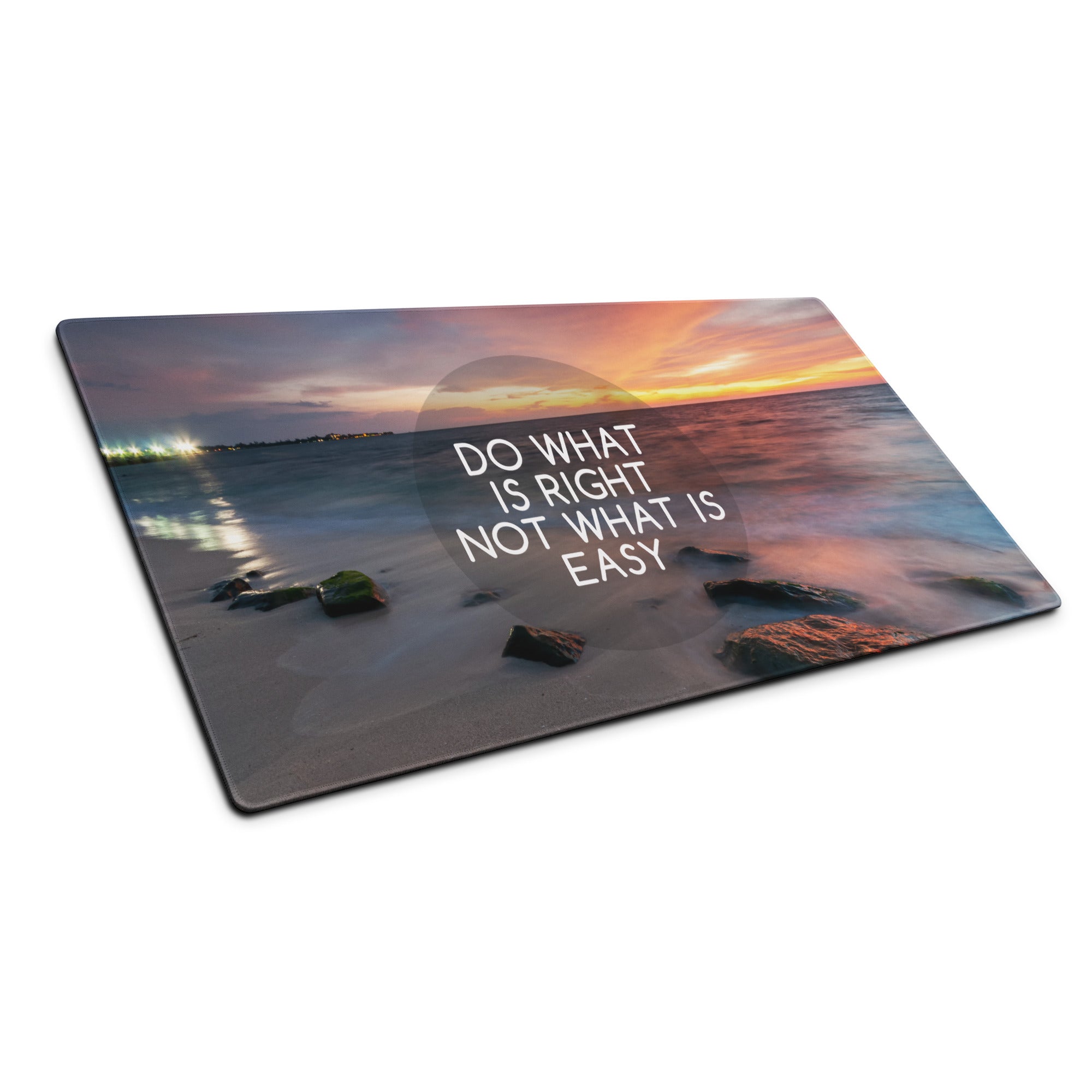 Motivational Beach Sunset Mouse Pad In Purple Orange, Large Desk Mat For Gaming Setup, Modern Minimalist Print